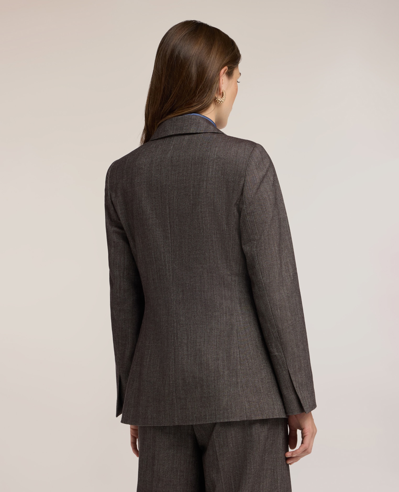 Blazer de mujer teñido en hilo mezcla de algodón longitud media ajuste regular - Motivi - Gris Gris-2