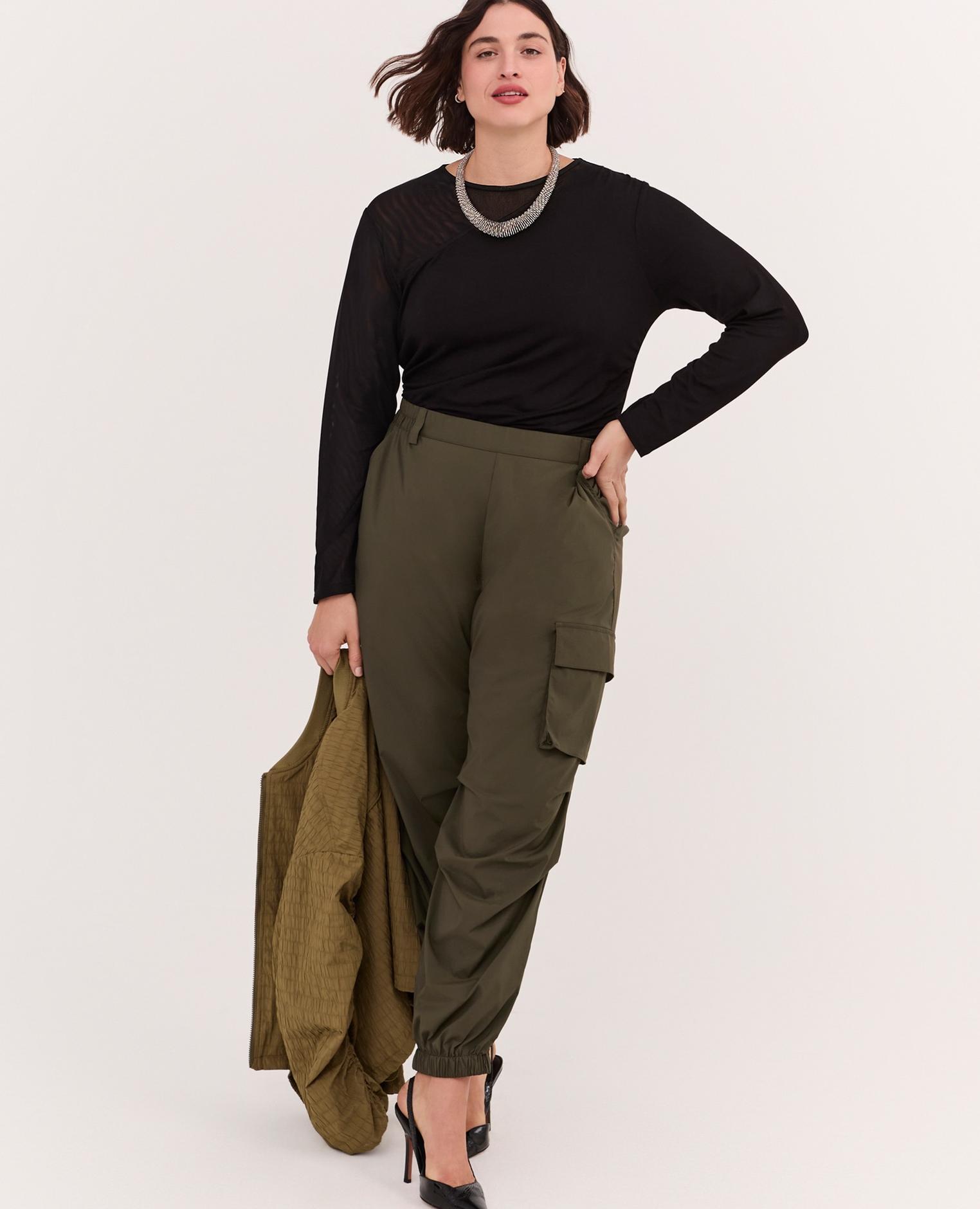 Camiseta de mujer con inserto de tul insertos semitransparentes en el escote en los hombros - Fiorella Rubino - Negro Negro-4