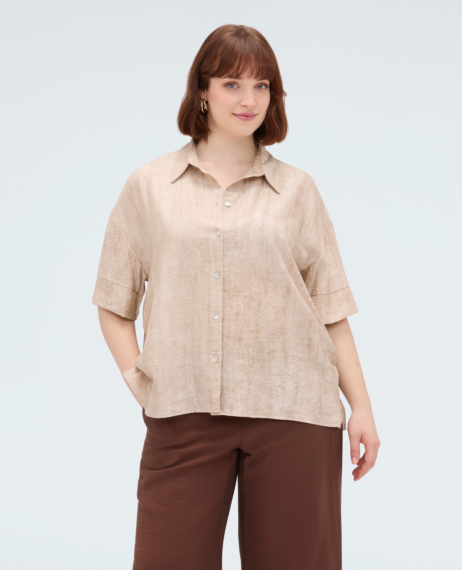 Fiorella Rubino - Camisa de mujer boxy en mezcla de viscosa fresco y ligero para una sensación agradable sobre la piel.