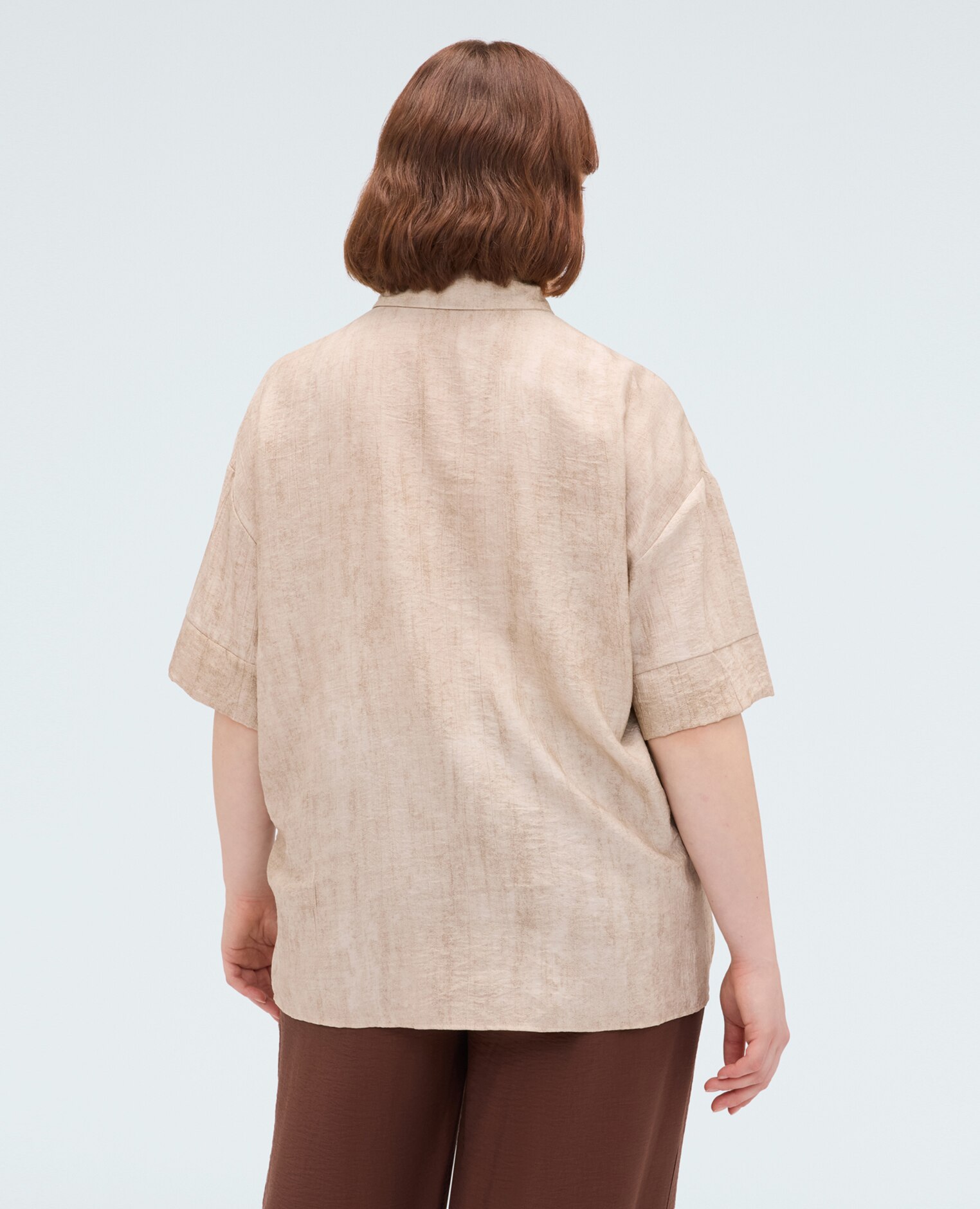 Camisa de mujer boxy en mezcla de viscosa fresco y ligero para una sensación agradable sobre la piel - Fiorella Rubino - Beige Beige-2