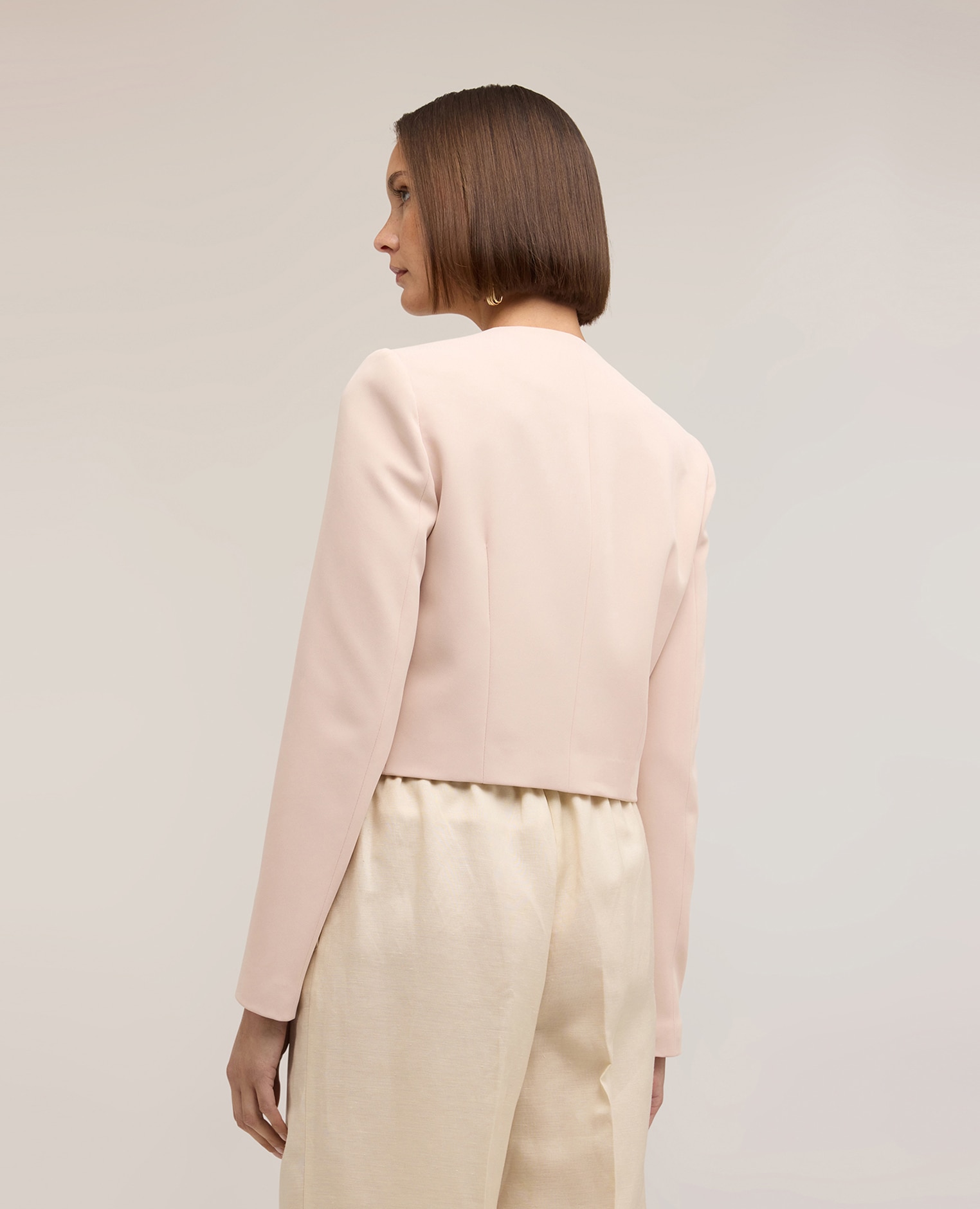Chaqueta de mujer spencer de doble botonadura modelo con ajuste regular cierre cruzado con botones - Motivi - Rosa Rosa-2