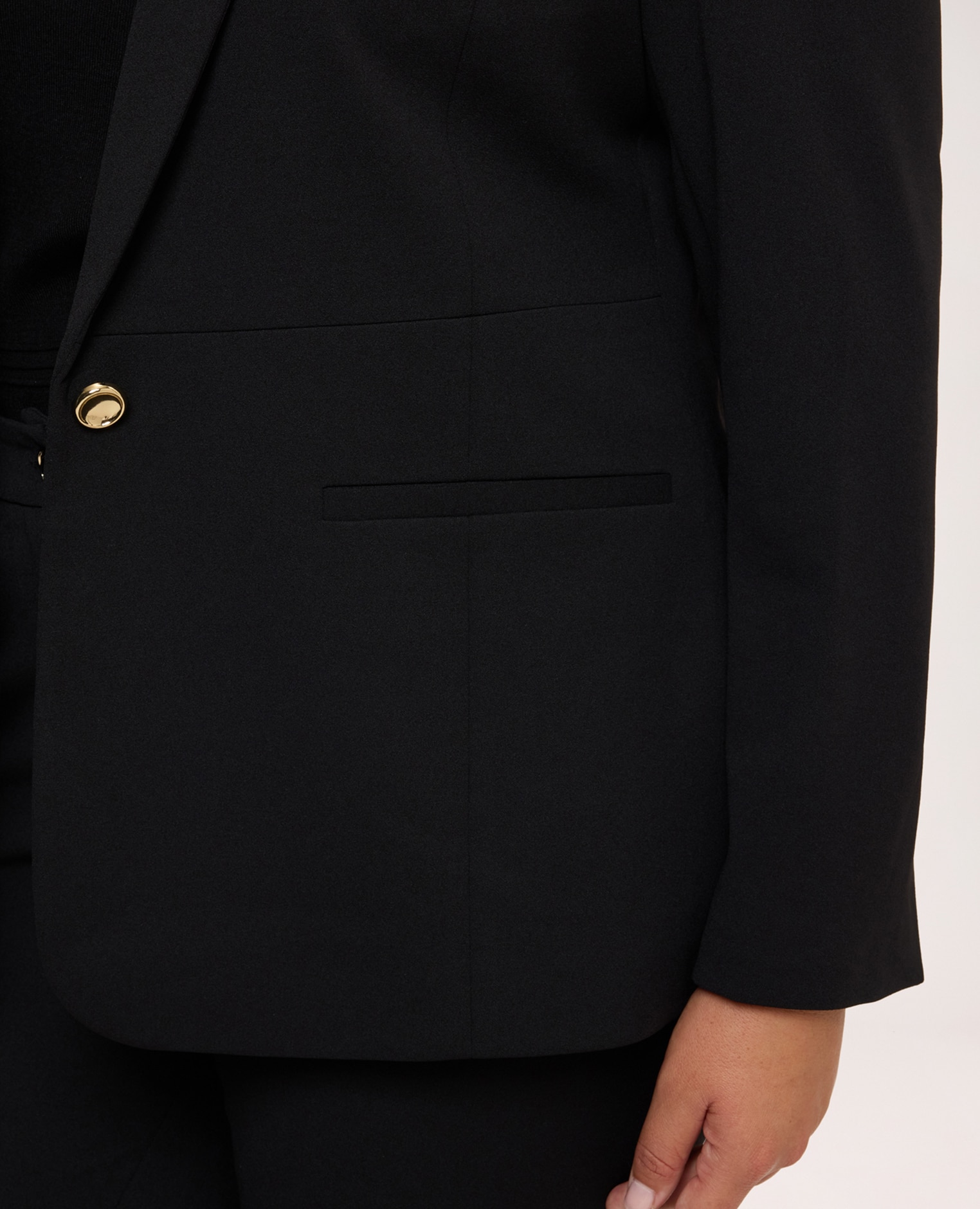 Blazer de mujer desestructurado en tejido stretch corte en la cintura para un toque de diseño y bolsillos de vivo - Fiorella Rubino - Negro Negro-4
