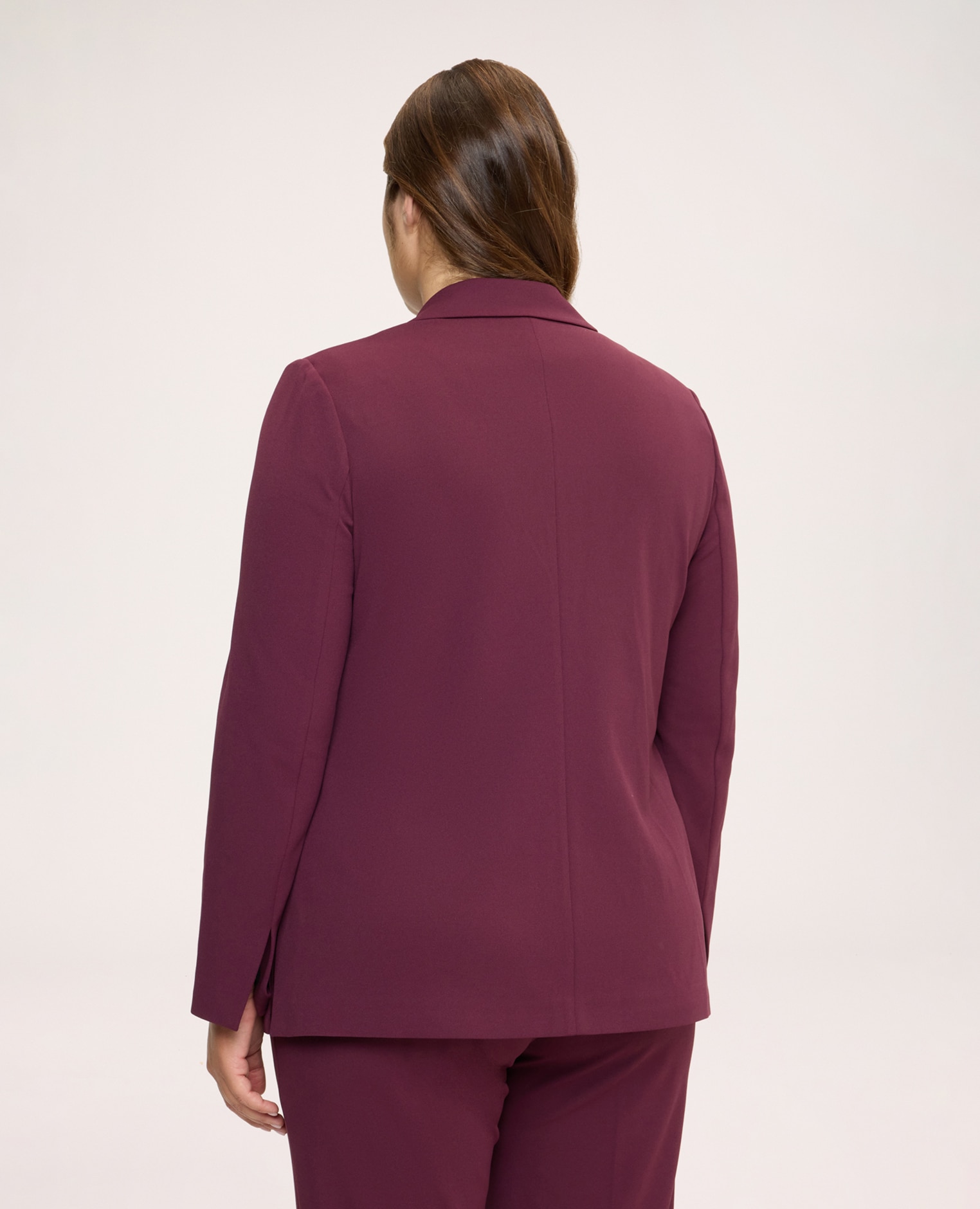Blazer de mujer desestructurado en tejido stretch corte en la cintura para un toque de diseño y bolsillos de vivo - Fiorella Rubino - Burdeos Burdeos-2