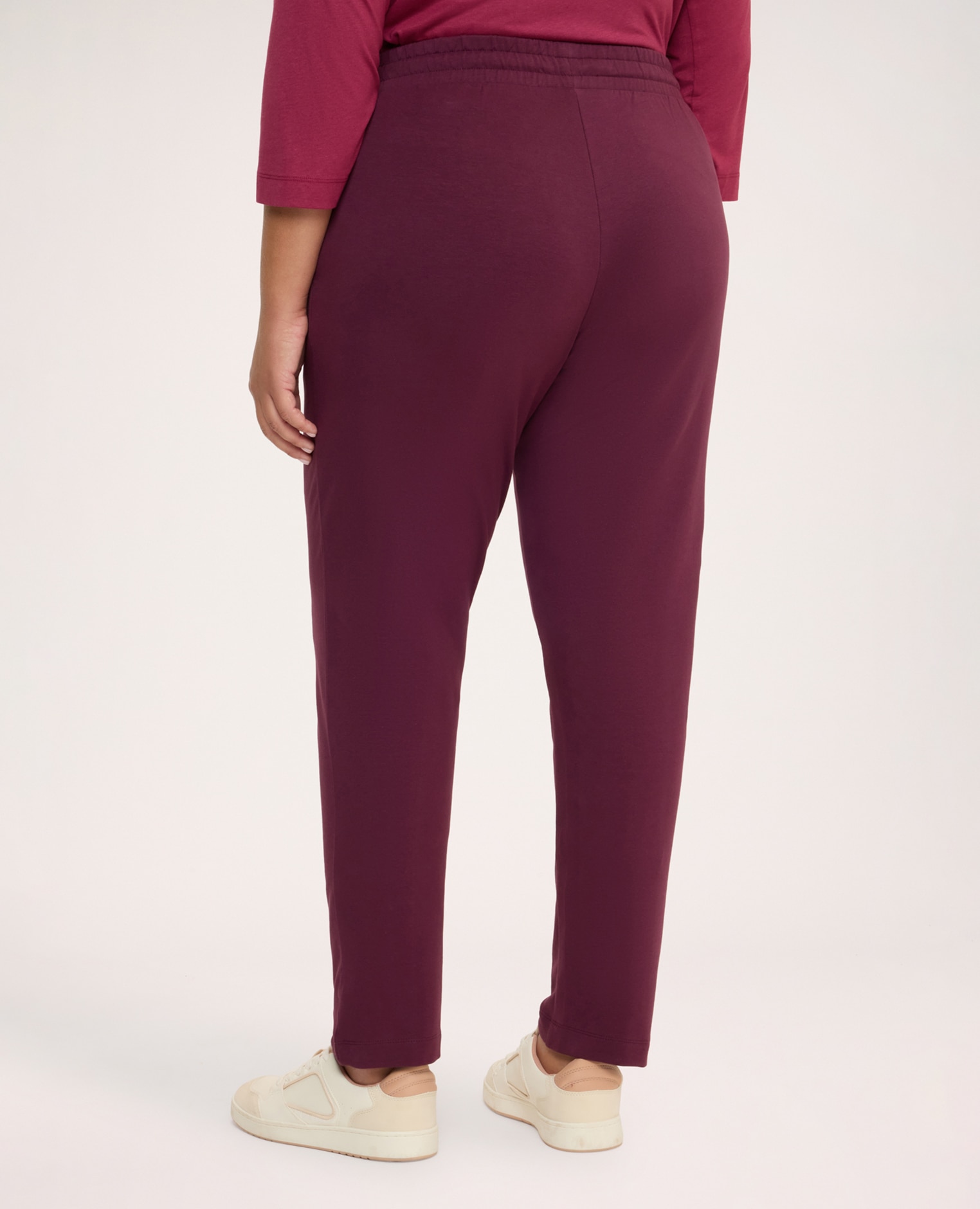 Joggers de mujer de algodón con cordón en la cintura tejido de felpa - Fiorella Rubino - Burdeos Burdeos-2