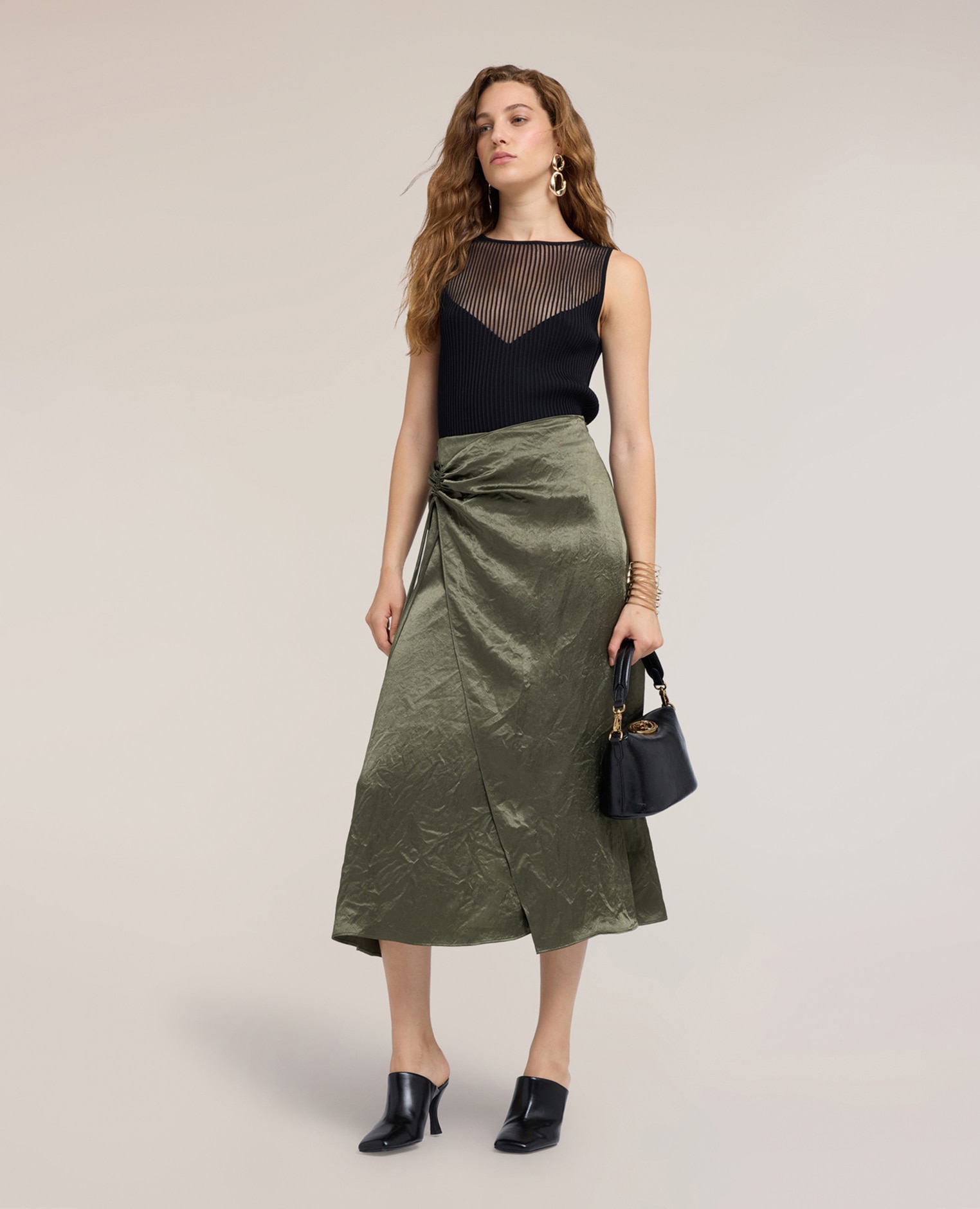 Jersey de mujer fino de canalé con escote transparente modelo corto y ajustado sin cierre - Motivi - Negro Negro-3