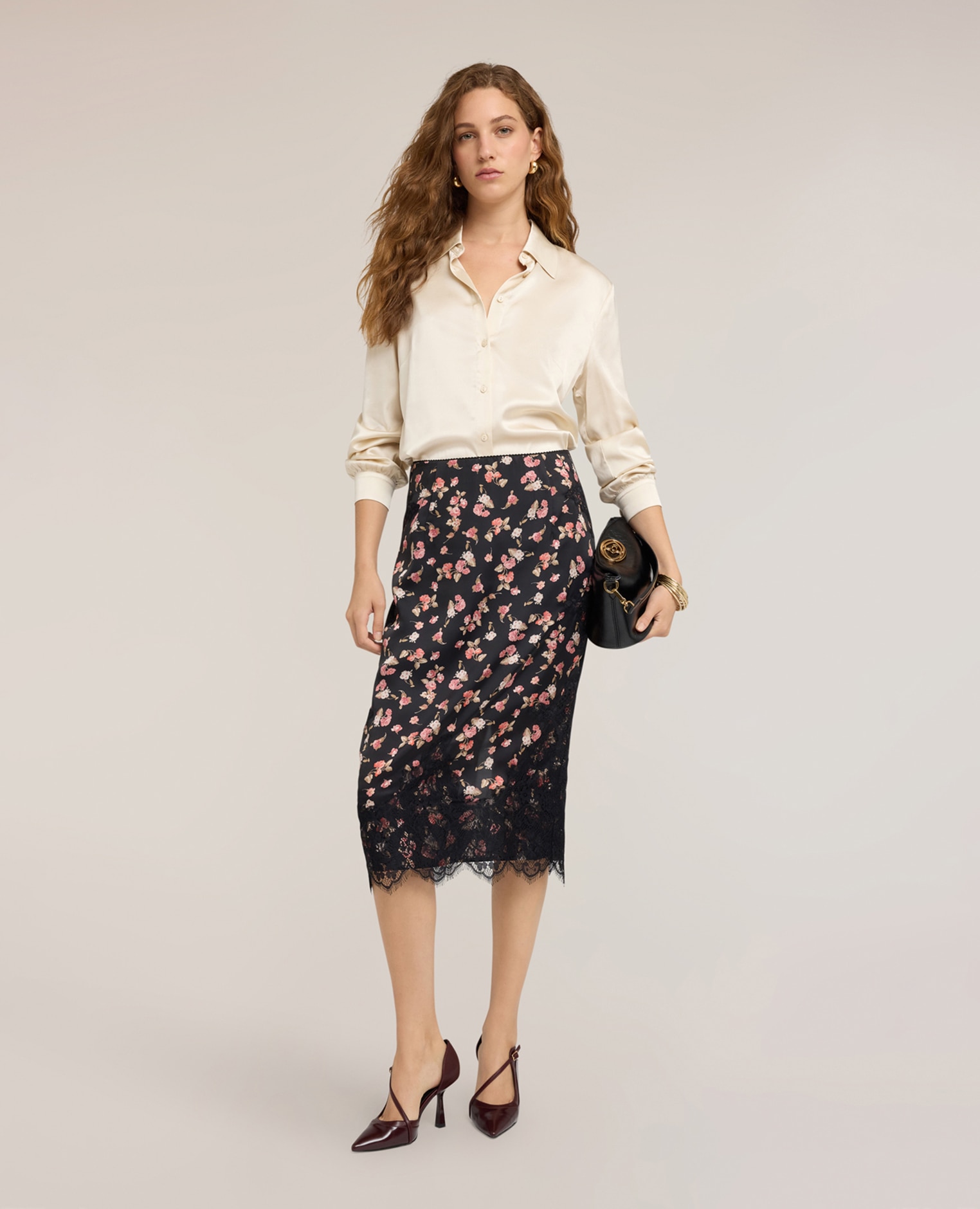 Camisa de mujer de satén ajuste regular abertura frontal con botones a la vista - Motivi - Blanco Blanco-3
