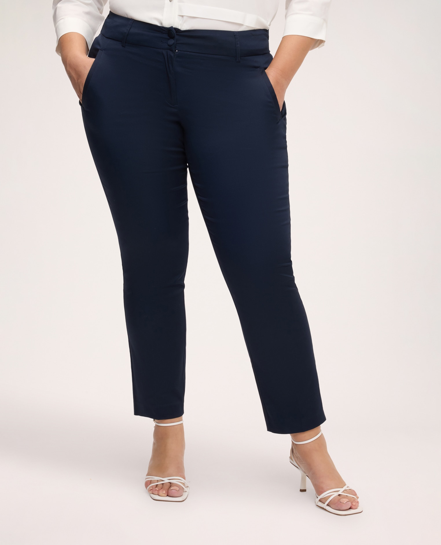 Pantalones de mujer new york en algodón stretch ajuste y diseño para el máximo confort - Fiorella Rubino - Azul Azul-1