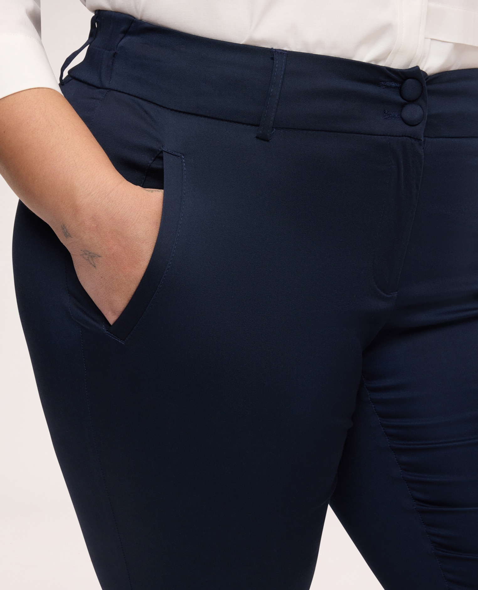 Pantalones de mujer new york en algodón stretch ajuste y diseño para el máximo confort - Fiorella Rubino - Azul Azul-4