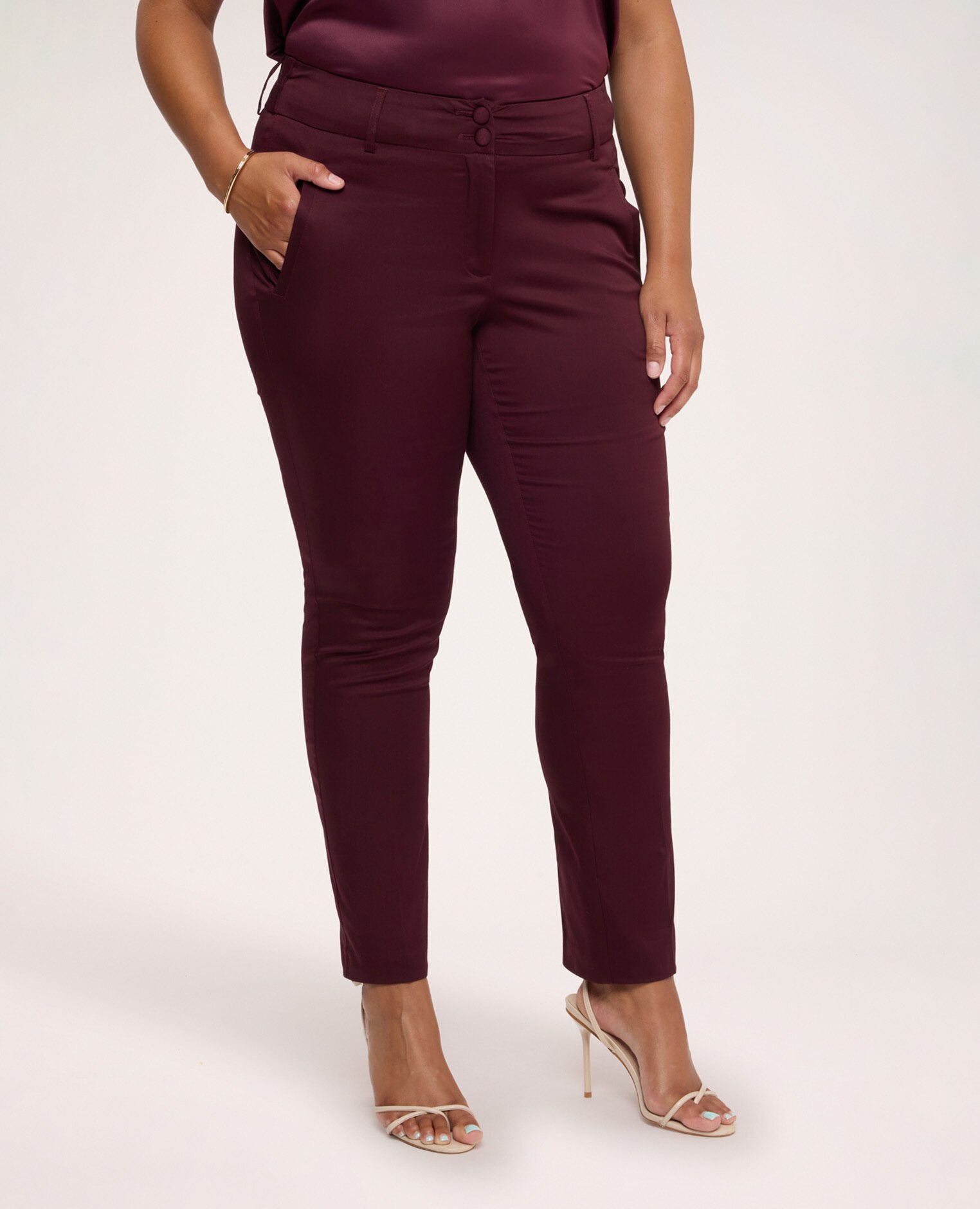 Pantalones de mujer new york en algodón stretch ajuste y diseño para el máximo confort - Fiorella Rubino - Burdeos Burdeos-3