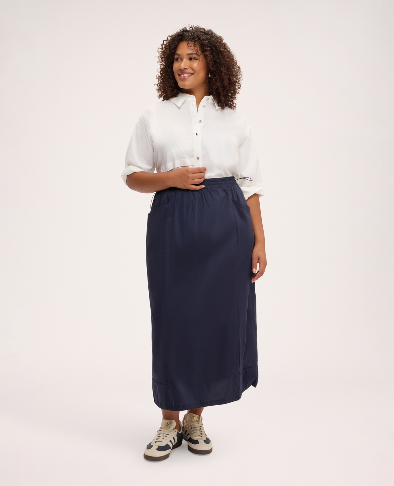 Falda con cordón ajustable en la cintura cintura elástica en la cintura para un ajuste cómodo y adaptable - Fiorella Rubino - Azul Azul-1