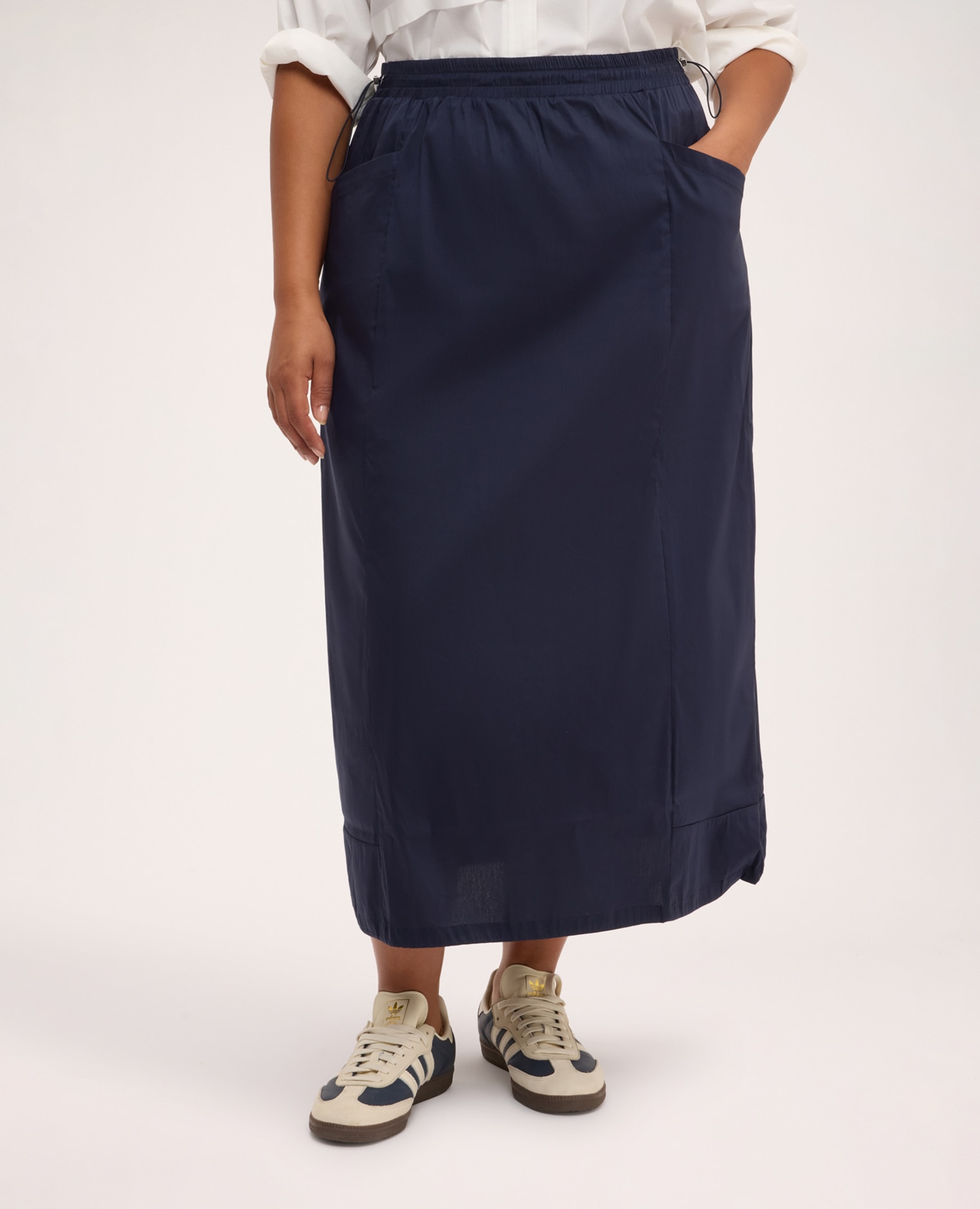 Falda con cordón ajustable en la cintura cintura elástica en la cintura para un ajuste cómodo y adaptable - Fiorella Rubino - Azul Azul-3