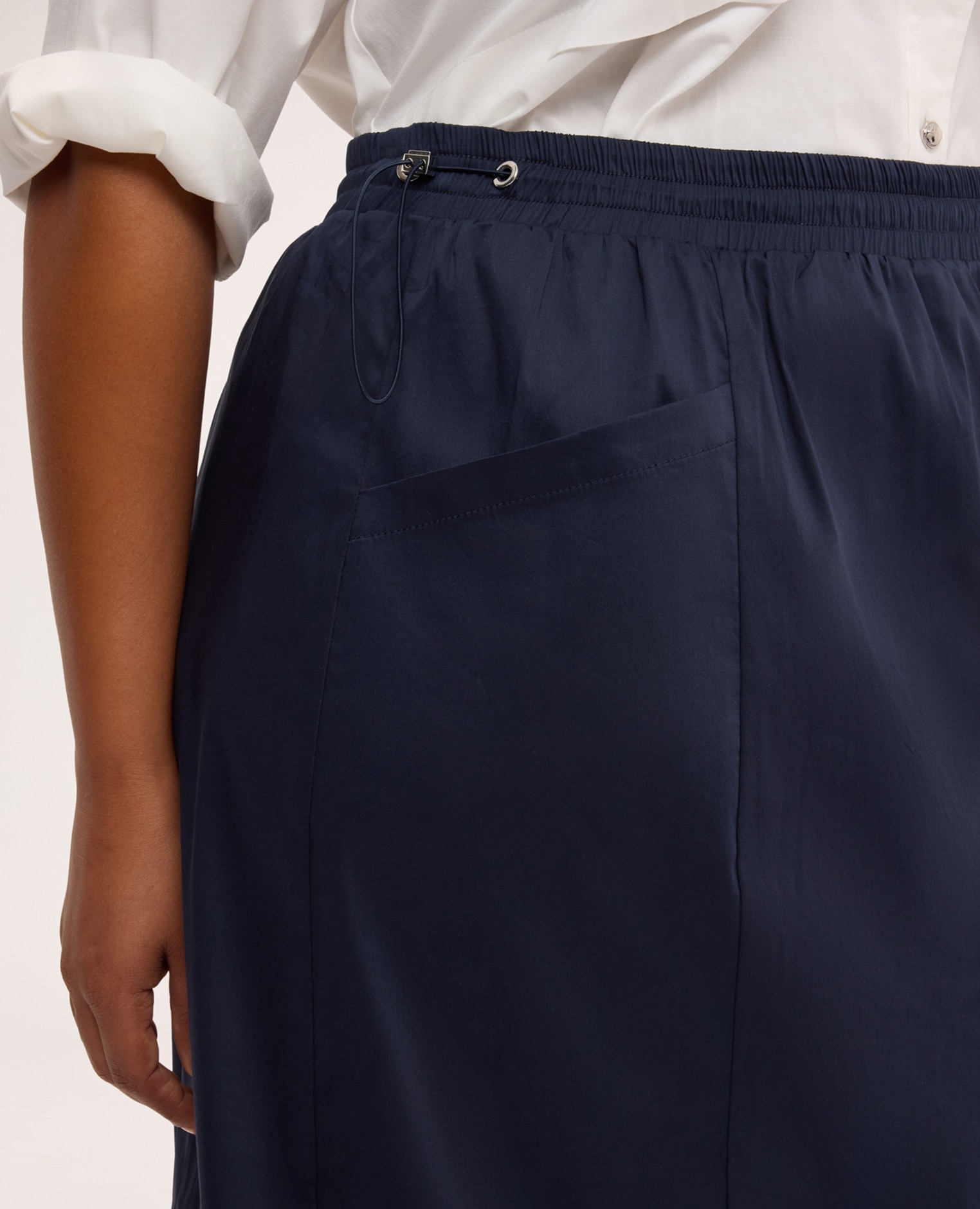 Falda con cordón ajustable en la cintura cintura elástica en la cintura para un ajuste cómodo y adaptable - Fiorella Rubino - Azul Azul-4