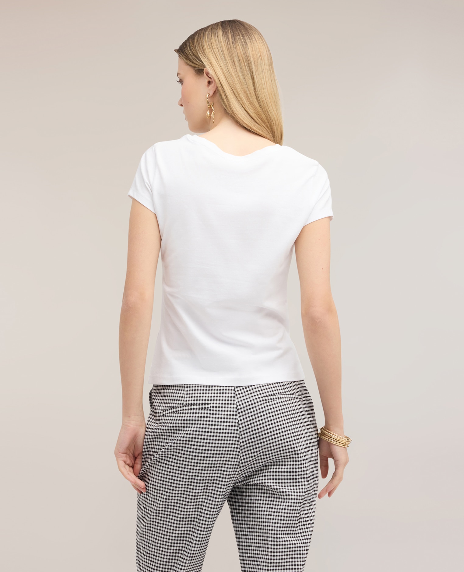 Camiseta de mujer con drapeado lateral asimétrico ajuste entallado con drapeado lateral en el delantero - Motivi - Blanco Blanco-2