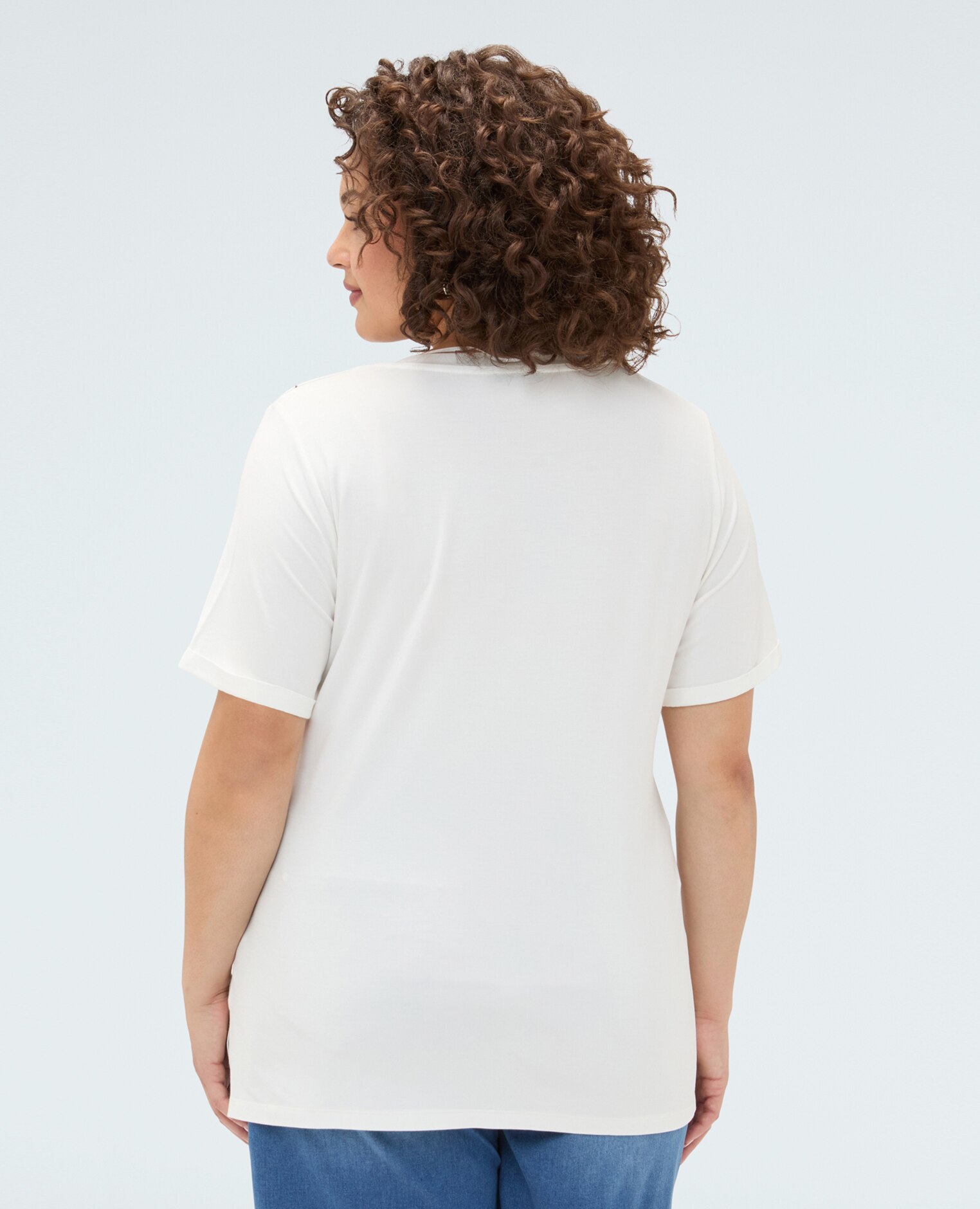 Camiseta de mujer de viscosa con estampado floral y bordado ajuste y diseño para el máximo confort - Fiorella Rubino - Blanco Blanco-2