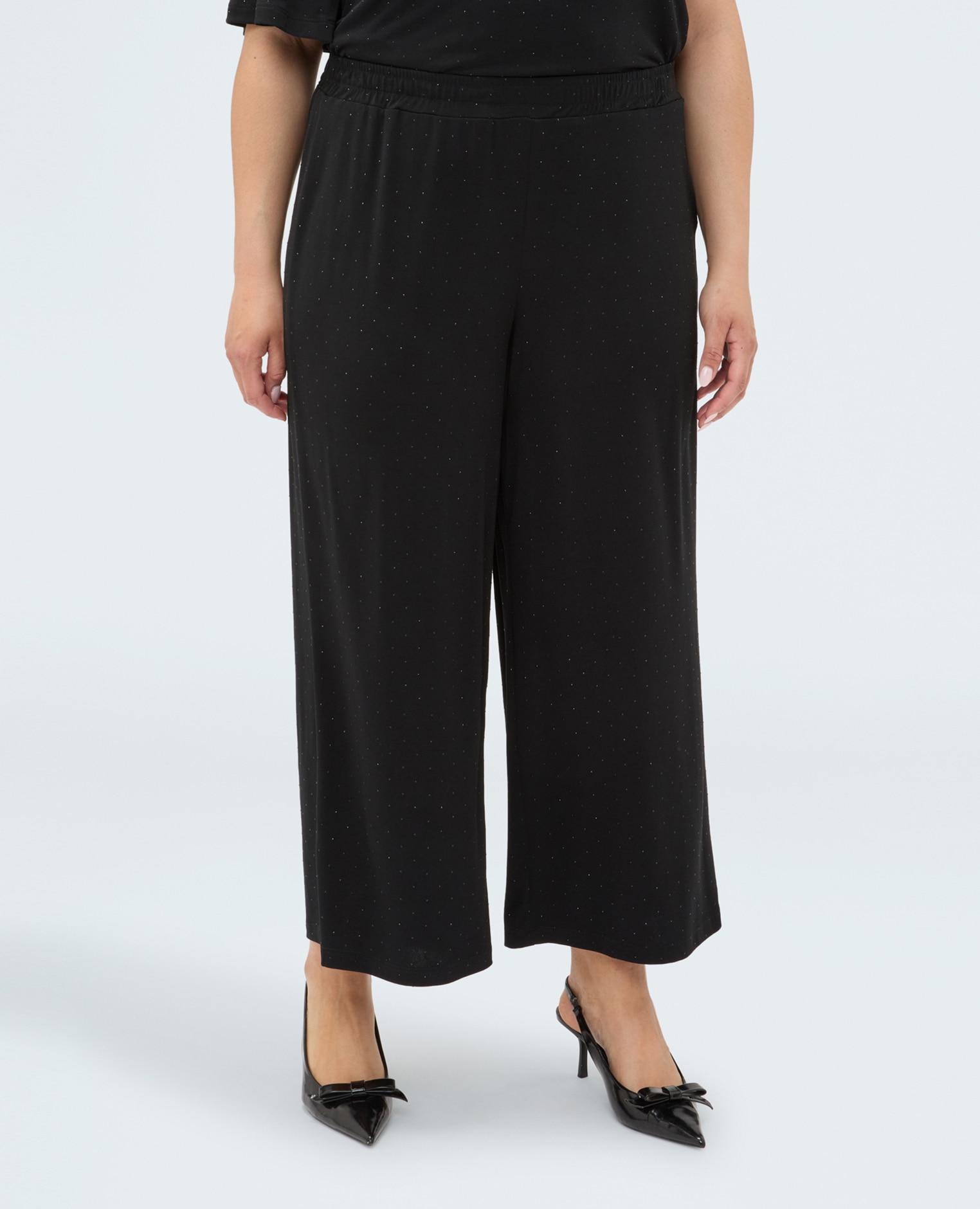 Pantalones de mujer de punto con destellos luminosos cintura elástica ajuste y diseño para el máximo confort - Fiorella Rubino - Negro Negro-3