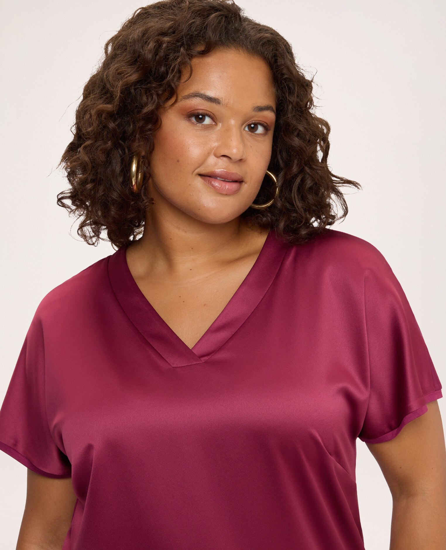 Camiseta de mujer bimatérica en raso de viscosa camiseta bimaterial con ajuste para el máximo confort - Fiorella Rubino - Fucsia Fucsia-4
