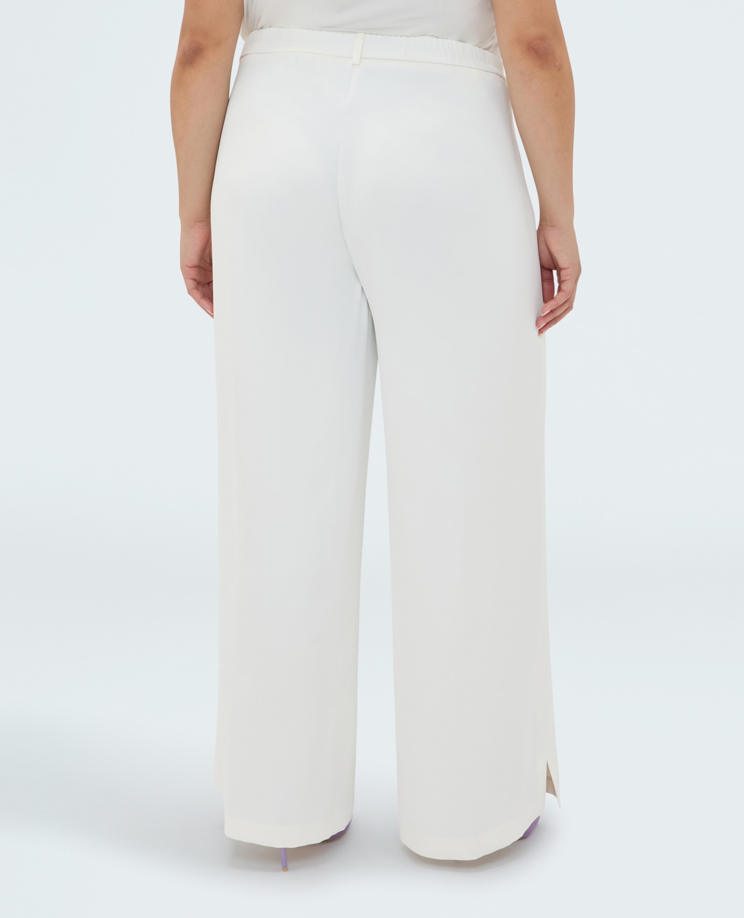 Pantalones de mujer wide leg en tejido fluido ajuste y diseño para el máximo confort - Fiorella Rubino - Blanco Blanco-2