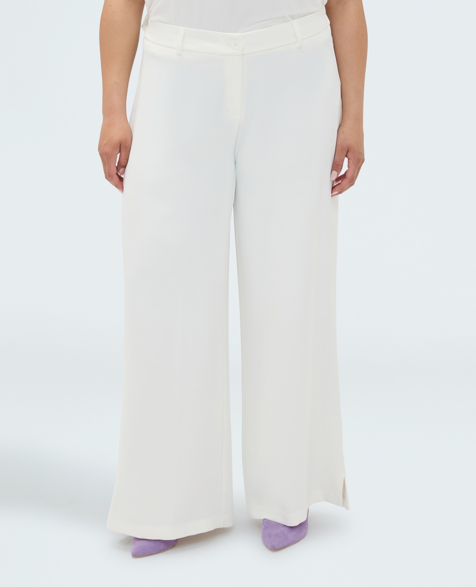 Pantalones de mujer wide leg en tejido fluido ajuste y diseño para el máximo confort - Fiorella Rubino - Blanco Blanco-3
