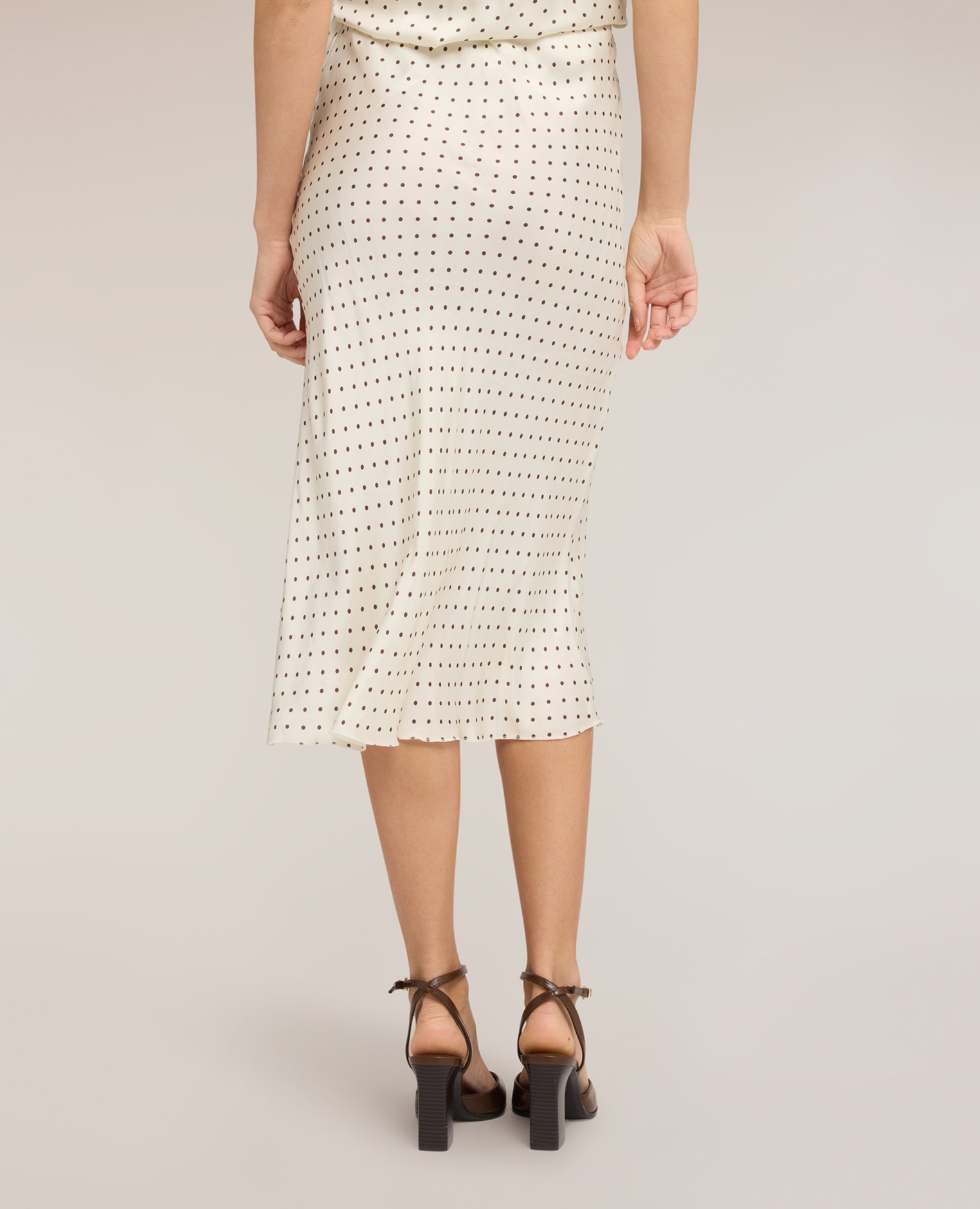 Falda midi de raso con lunares estampado de lunares - Motivi - Blanco Blanco-2