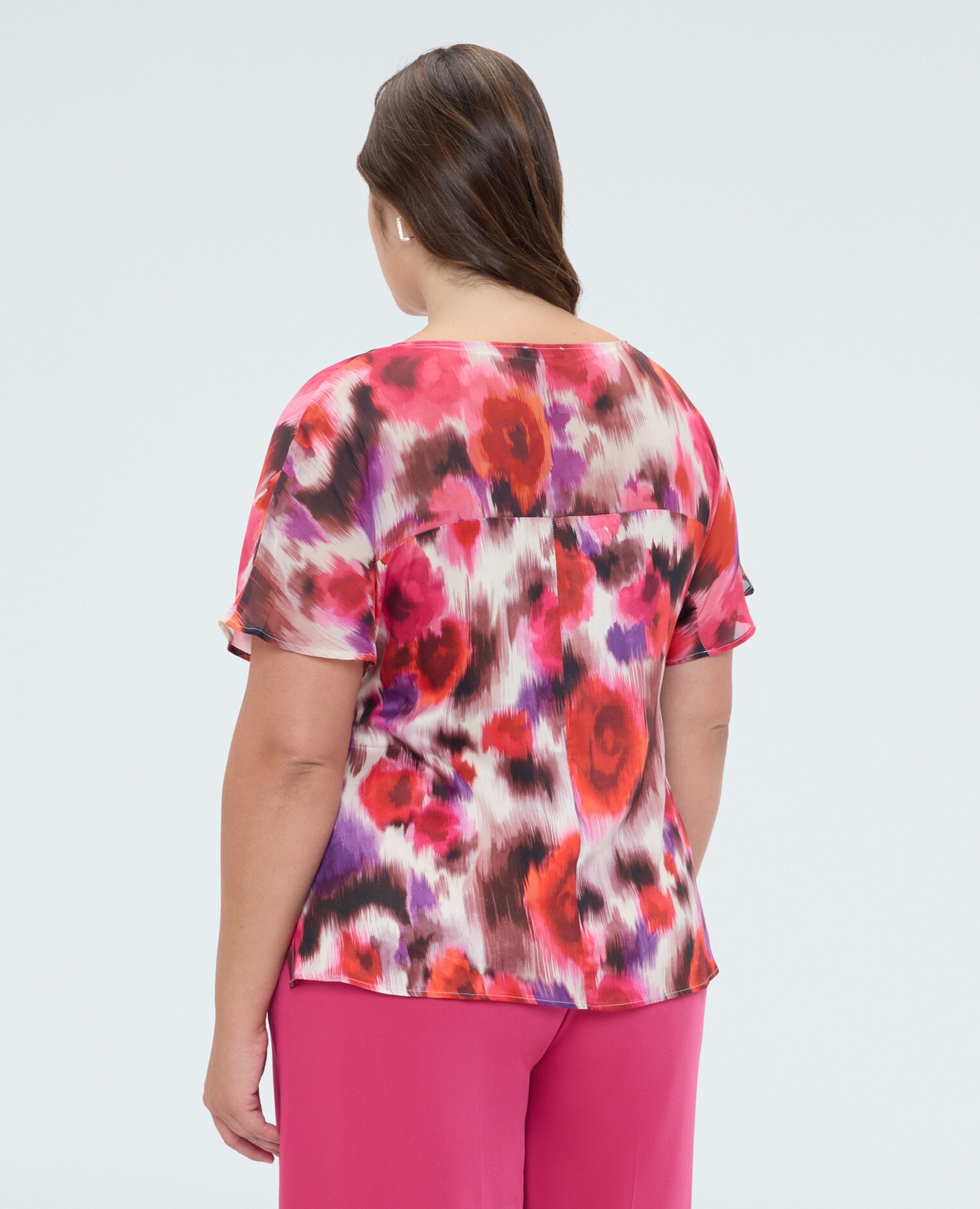 Blusa de mujer con estampado floral de viscosa perfecta para los momentos especiales y para los looks diarios - Fiorella Rubino - Fucsia Fucsia-2