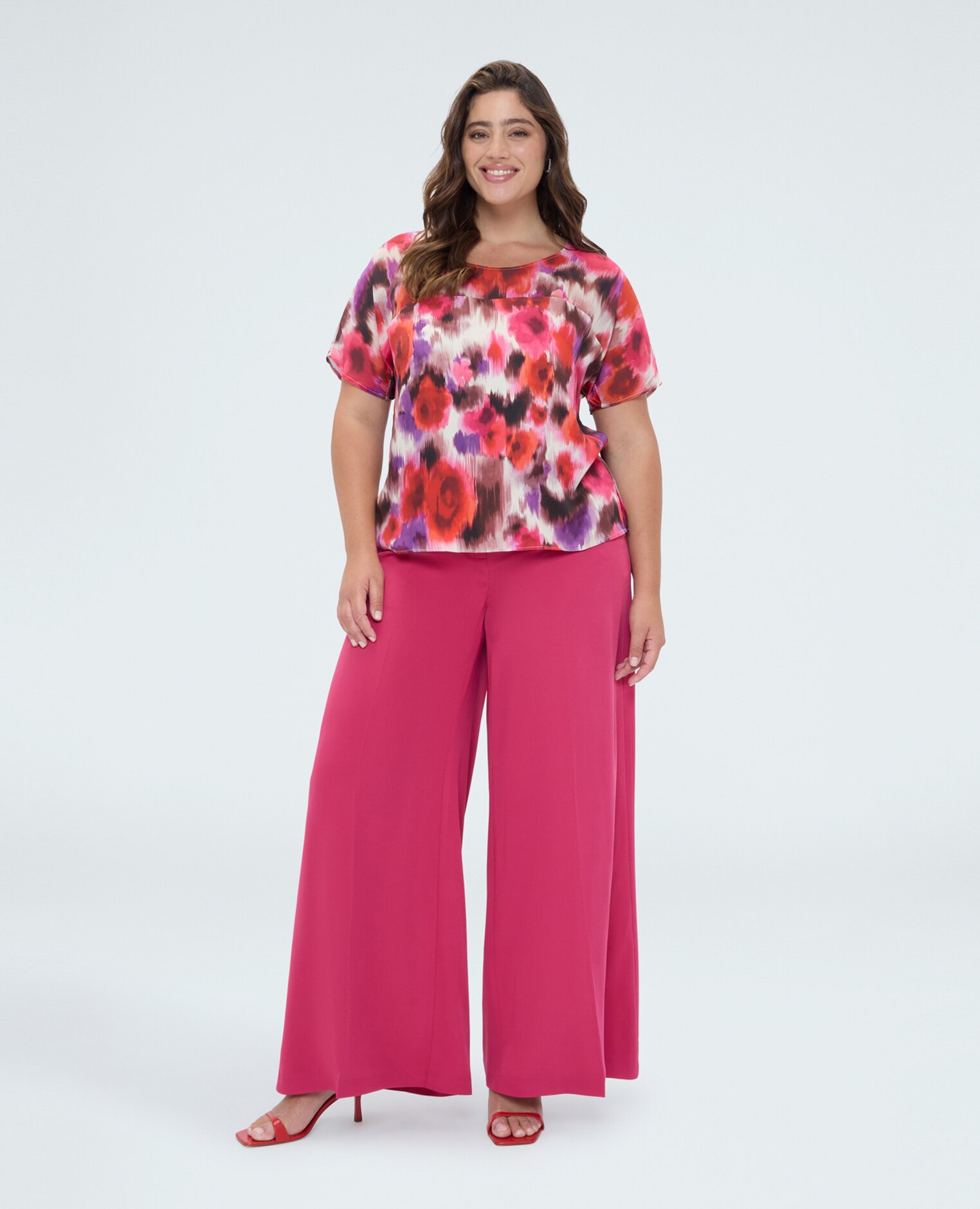 Blusa de mujer con estampado floral de viscosa perfecta para los momentos especiales y para los looks diarios - Fiorella Rubino - Fucsia Fucsia-3