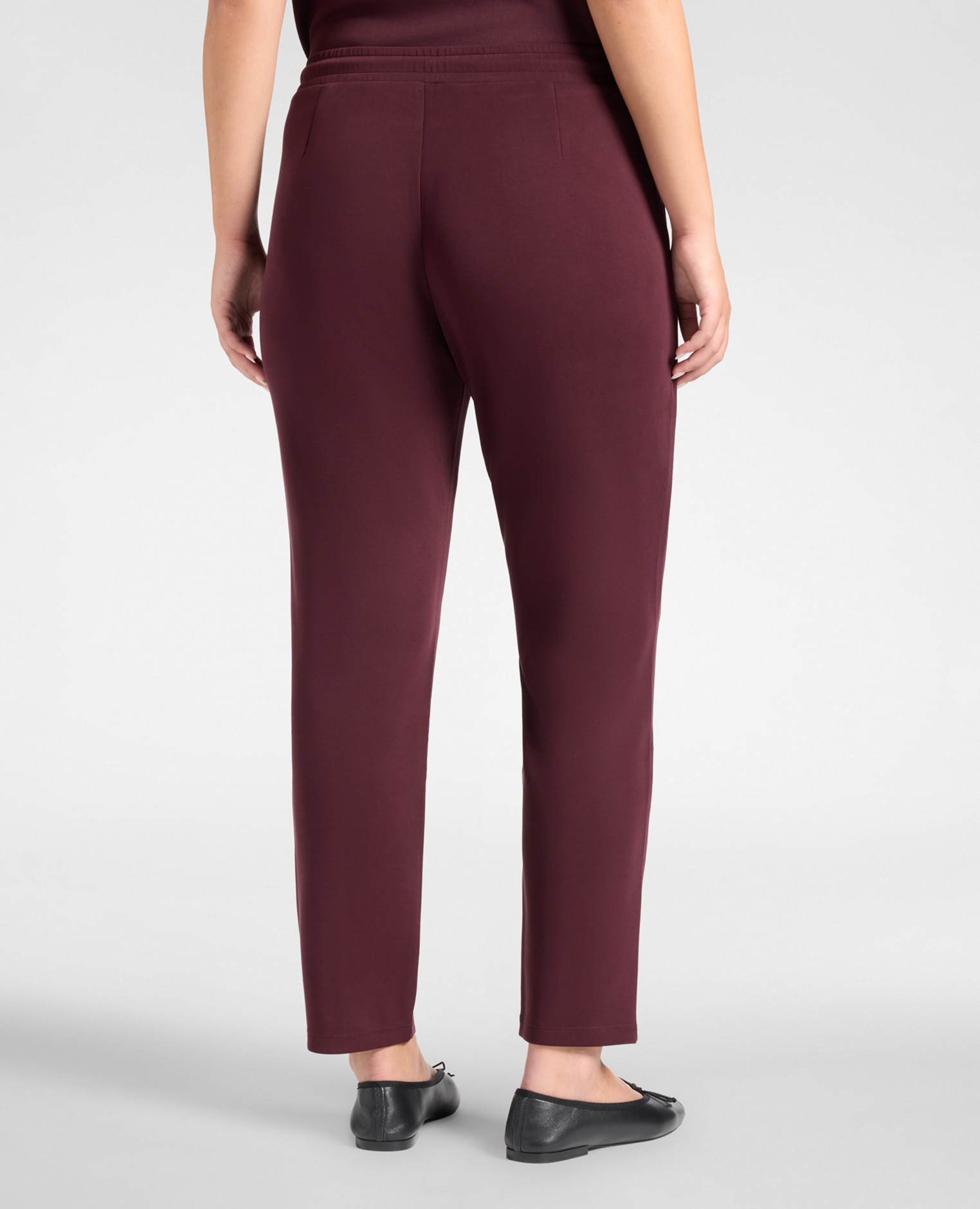 Joggers de mujer de scuba mezclado con modal ajuste recto con pinzas frontales marcadas en ambas piernas - Elena Miró - Rojo Rojo-2