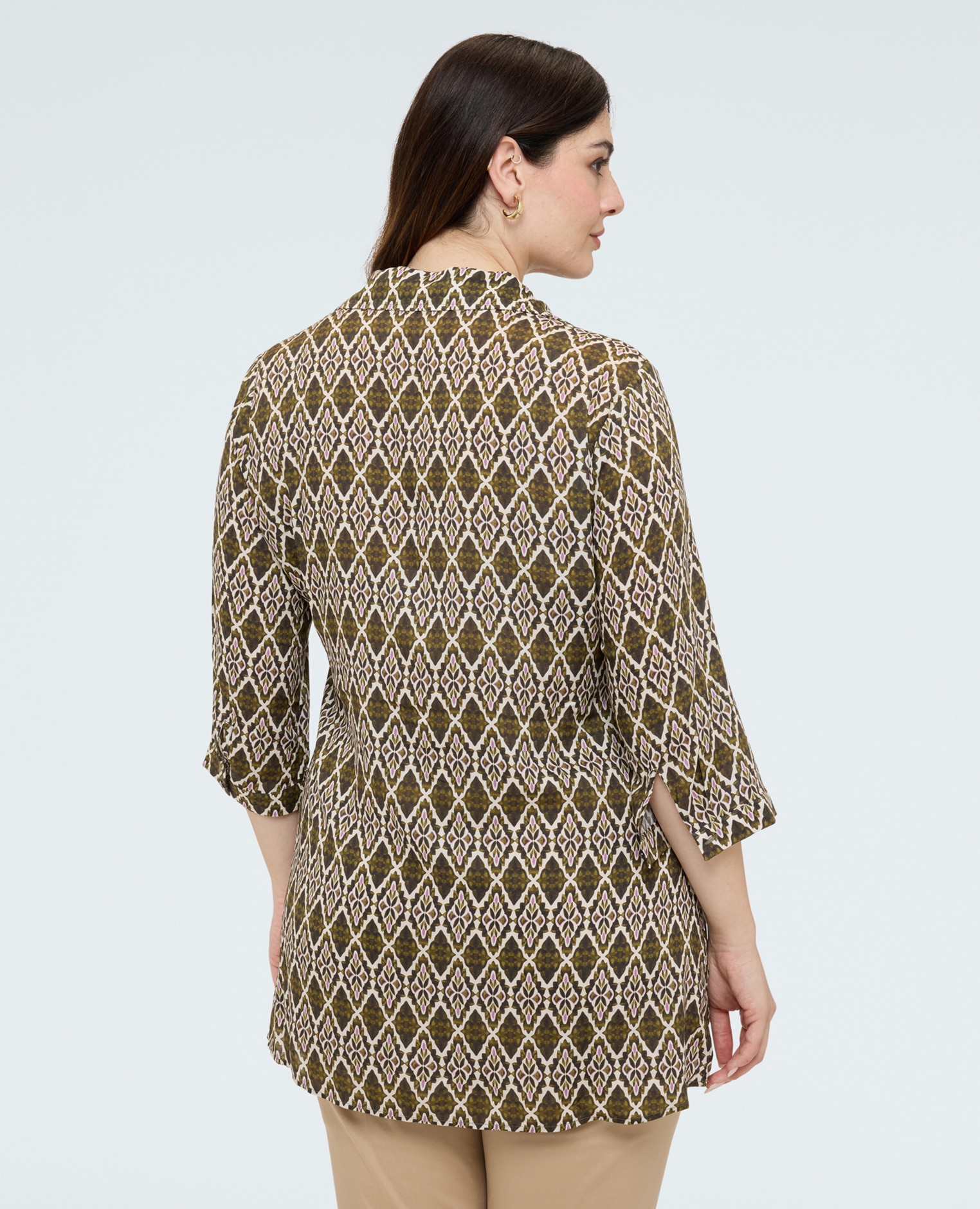 Camisa de mujer de viscosa con estampado tejido fresco y ligero para una sensación agradable sobre la piel - Fiorella Rubino - Verde Verde-2