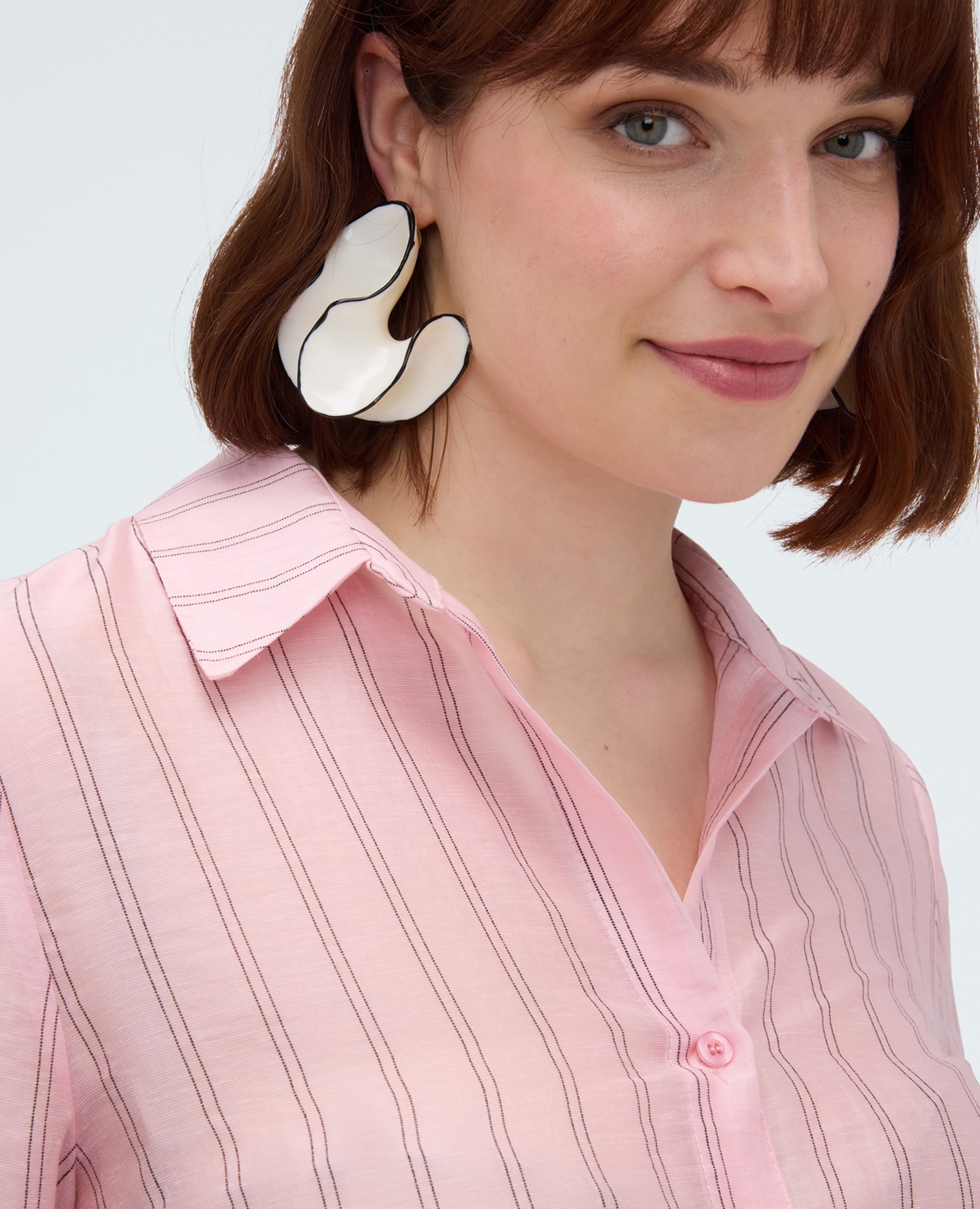 Camisa de mujer de rayas en mezcla de lyocell para una sensación agradable en la piel - Fiorella Rubino - Rosa Rosa-4
