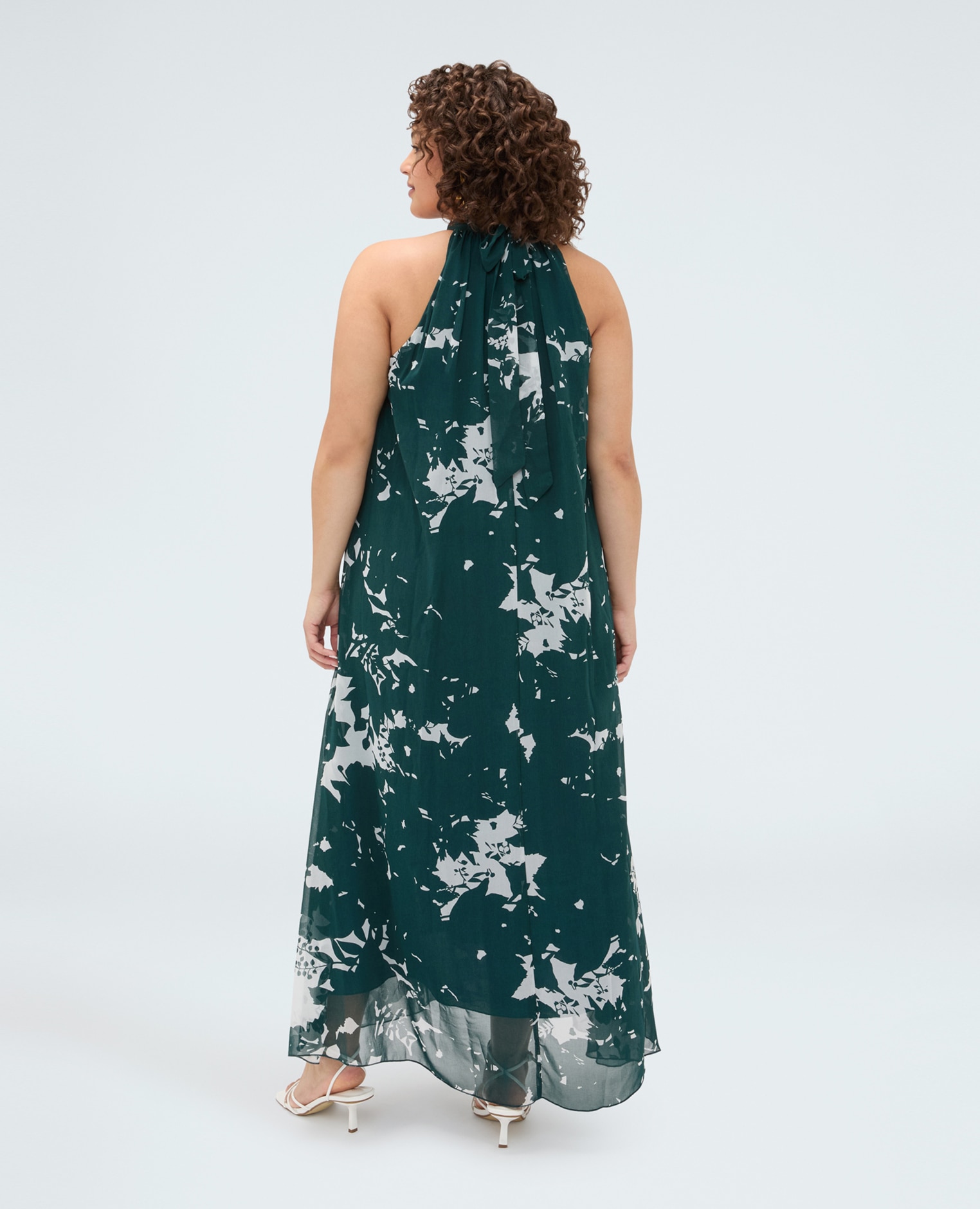 Vestido largo free estampado foliage línea en a y longitud maxi - Fiorella Rubino - Verde Verde-2
