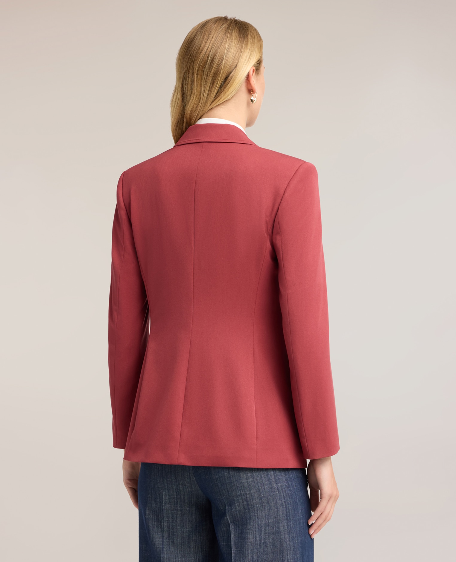 Chaqueta de mujer cruzada con botones en contraste ajuste regular longitud media - Motivi - Rojo Rojo-2