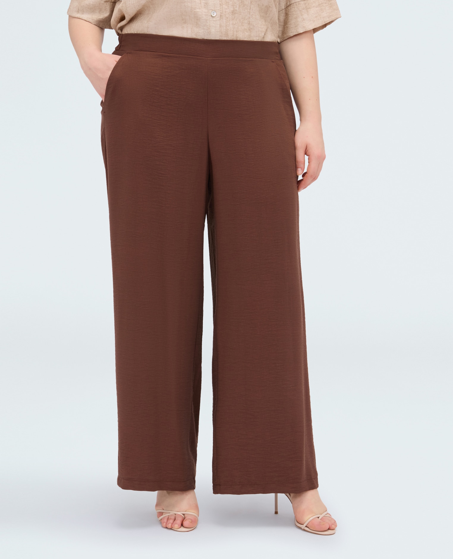 Fiorella Rubino - Pantalones de mujer wide leg en mezcla de viscosa bolsillos laterales y cintura elástica para el máximo confort.