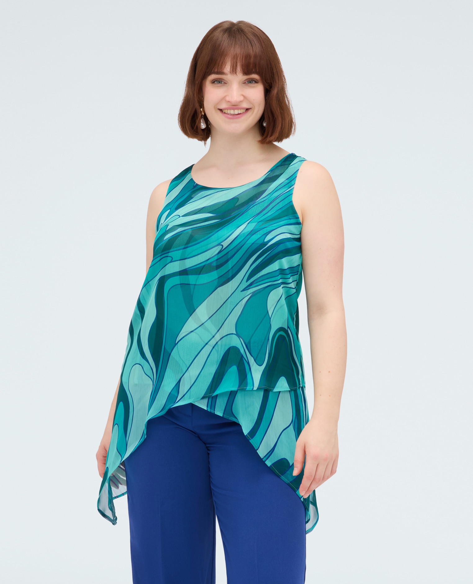 Top de mujer de georgette con estampado tejido georgette ligero para un efecto elegante - Fiorella Rubino - Verde Verde-1