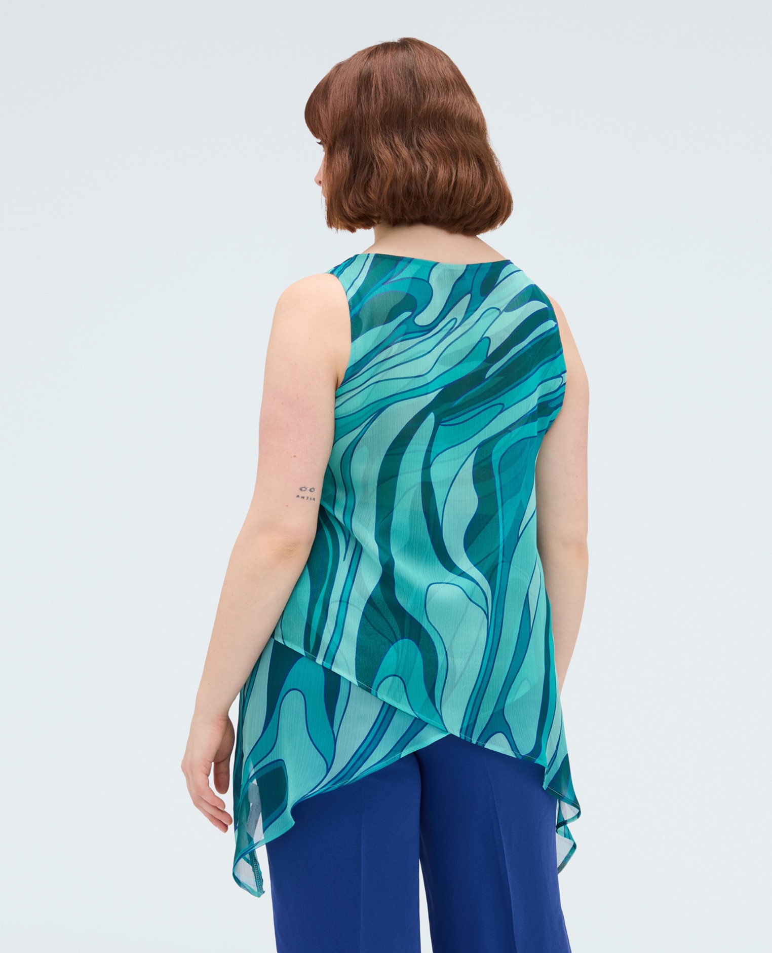 Top de mujer de georgette con estampado tejido georgette ligero para un efecto elegante - Fiorella Rubino - Verde Verde-2