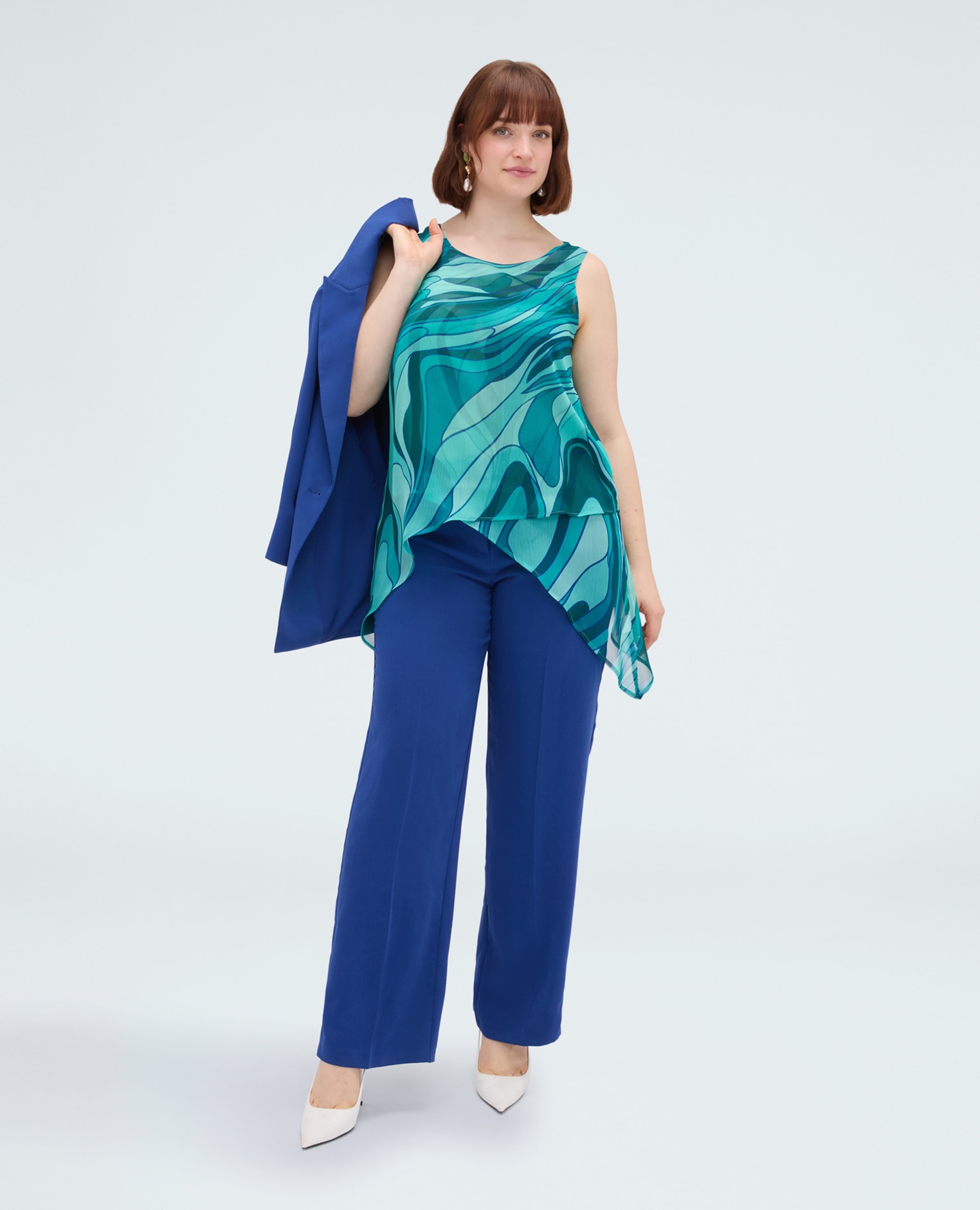 Top de mujer de georgette con estampado tejido georgette ligero para un efecto elegante - Fiorella Rubino - Verde Verde-3