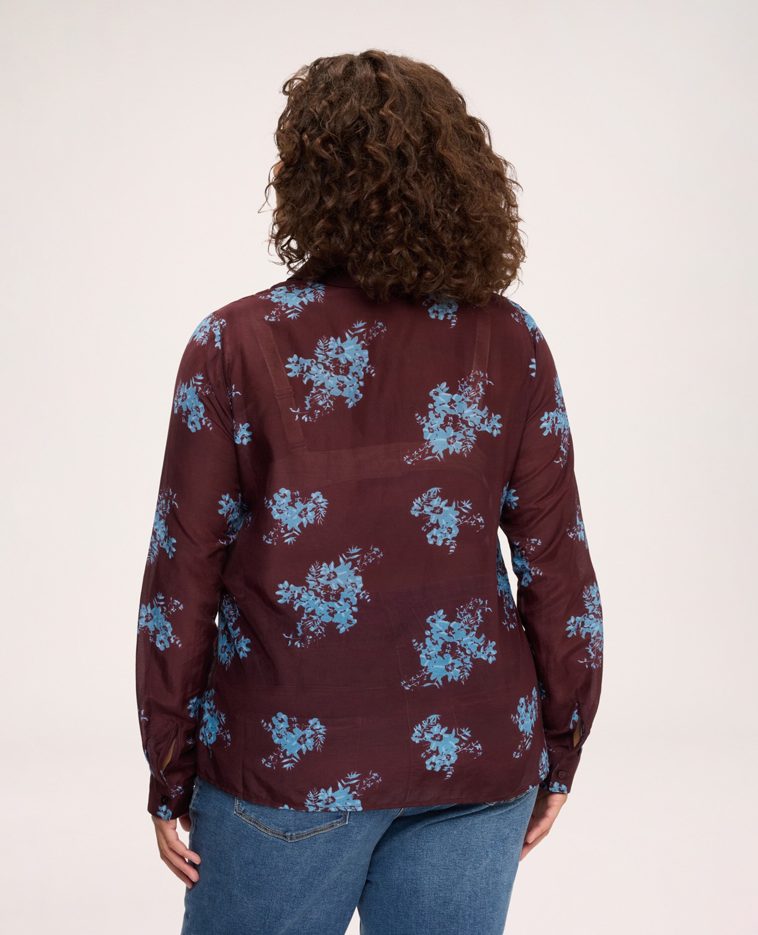 Camisa de mujer con estampado en mezcla de seda ligera y agradable sobre la piel - Fiorella Rubino - Burdeos Burdeos-2