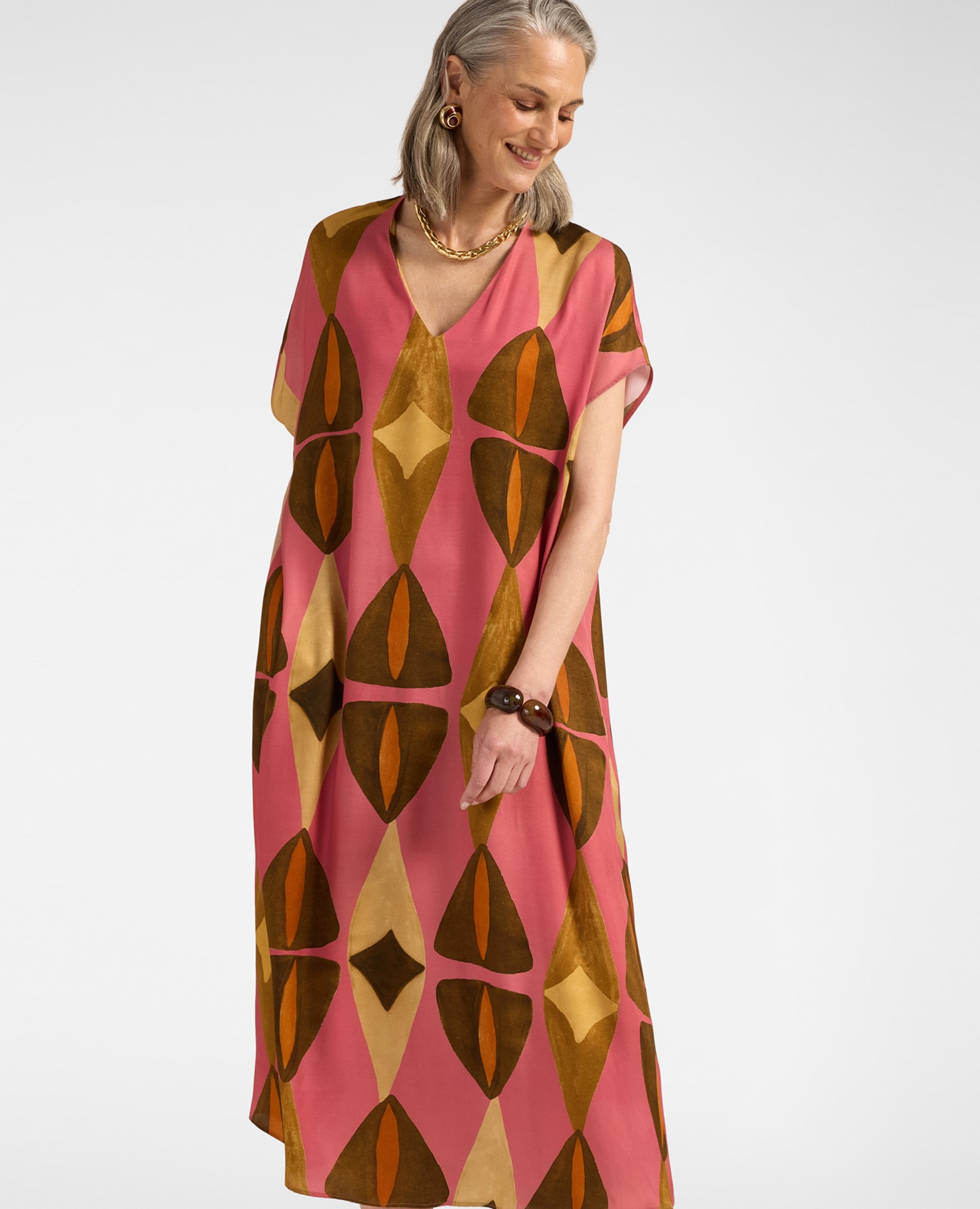 Vestido largo estampado en viscosa longitud larga - Elena Miró - Rosa Rosa-3