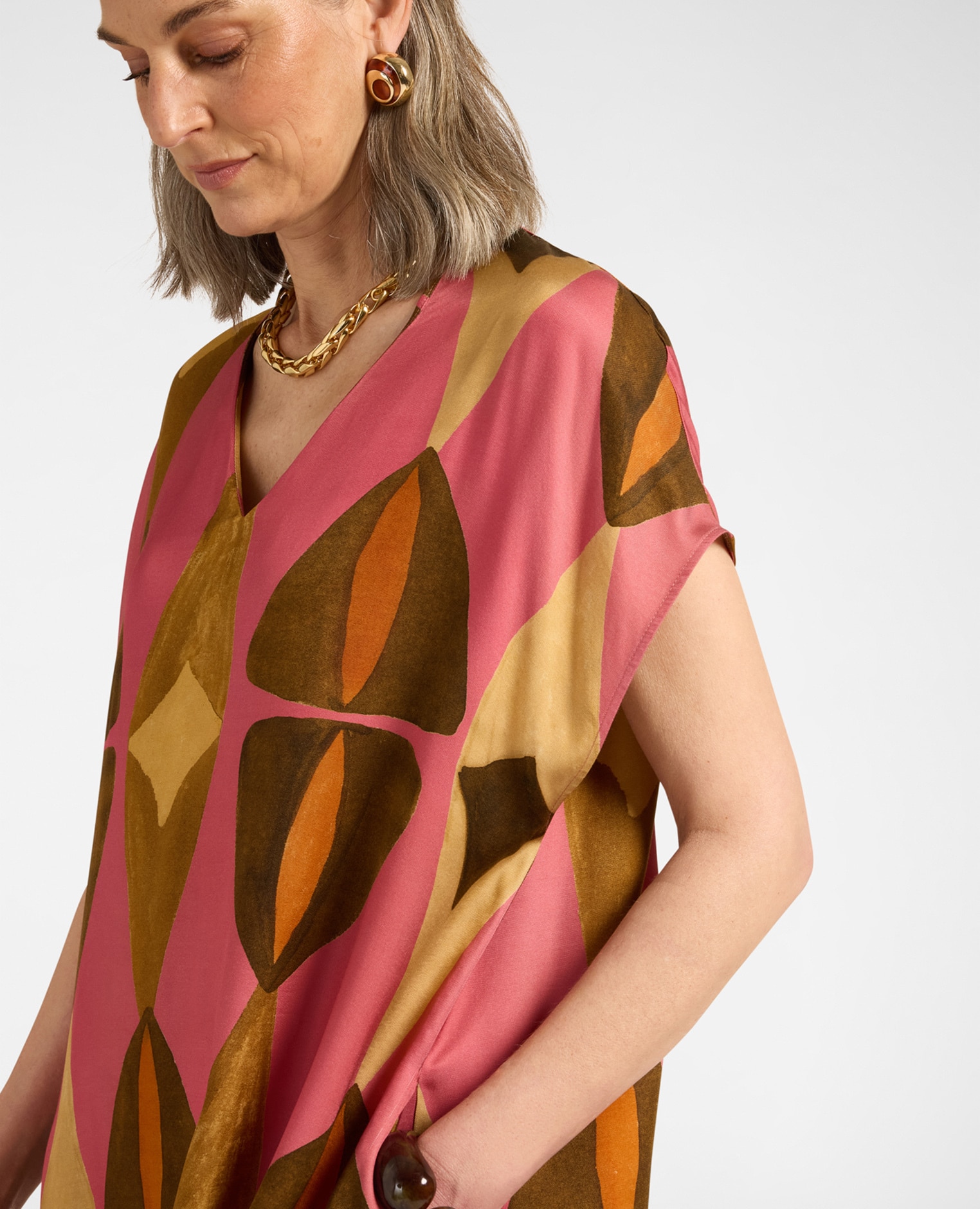 Vestido largo estampado en viscosa longitud larga - Elena Miró - Rosa Rosa-4