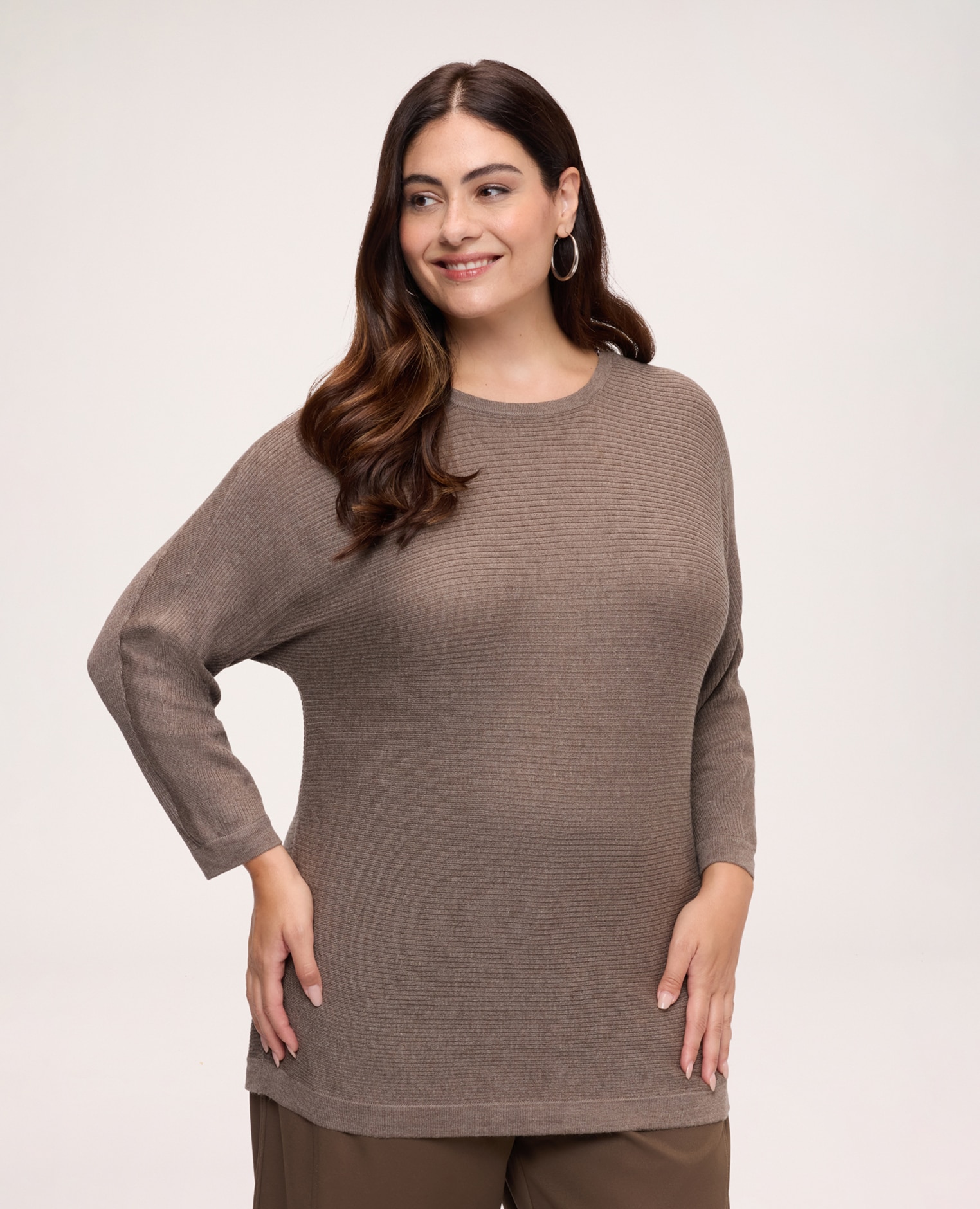 Jersey de mujer acanalado en mezcla de viscosa bordes acanalados en cuello puños y bajo - Fiorella Rubino - Beige Beige-1