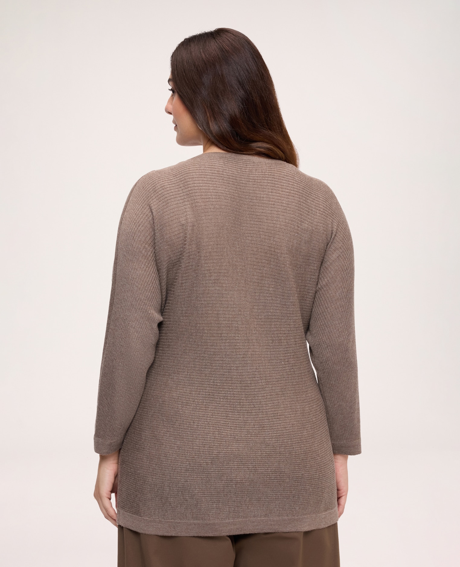 Jersey de mujer acanalado en mezcla de viscosa bordes acanalados en cuello puños y bajo - Fiorella Rubino - Beige Beige-2