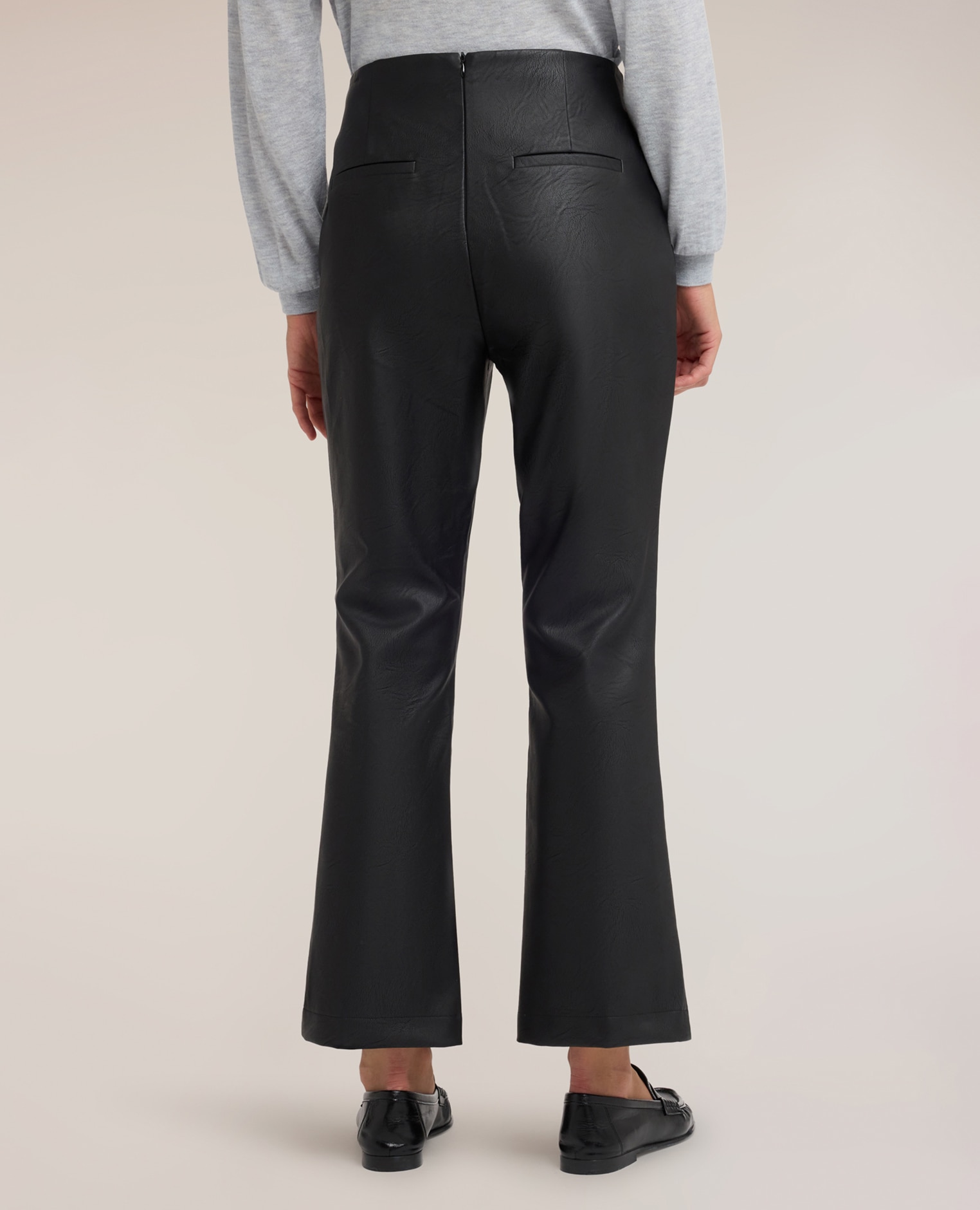 Pantalones de mujer kick flare con nervadura largo cropped cierre posterior con cremallera - Motivi - Negro Negro-2