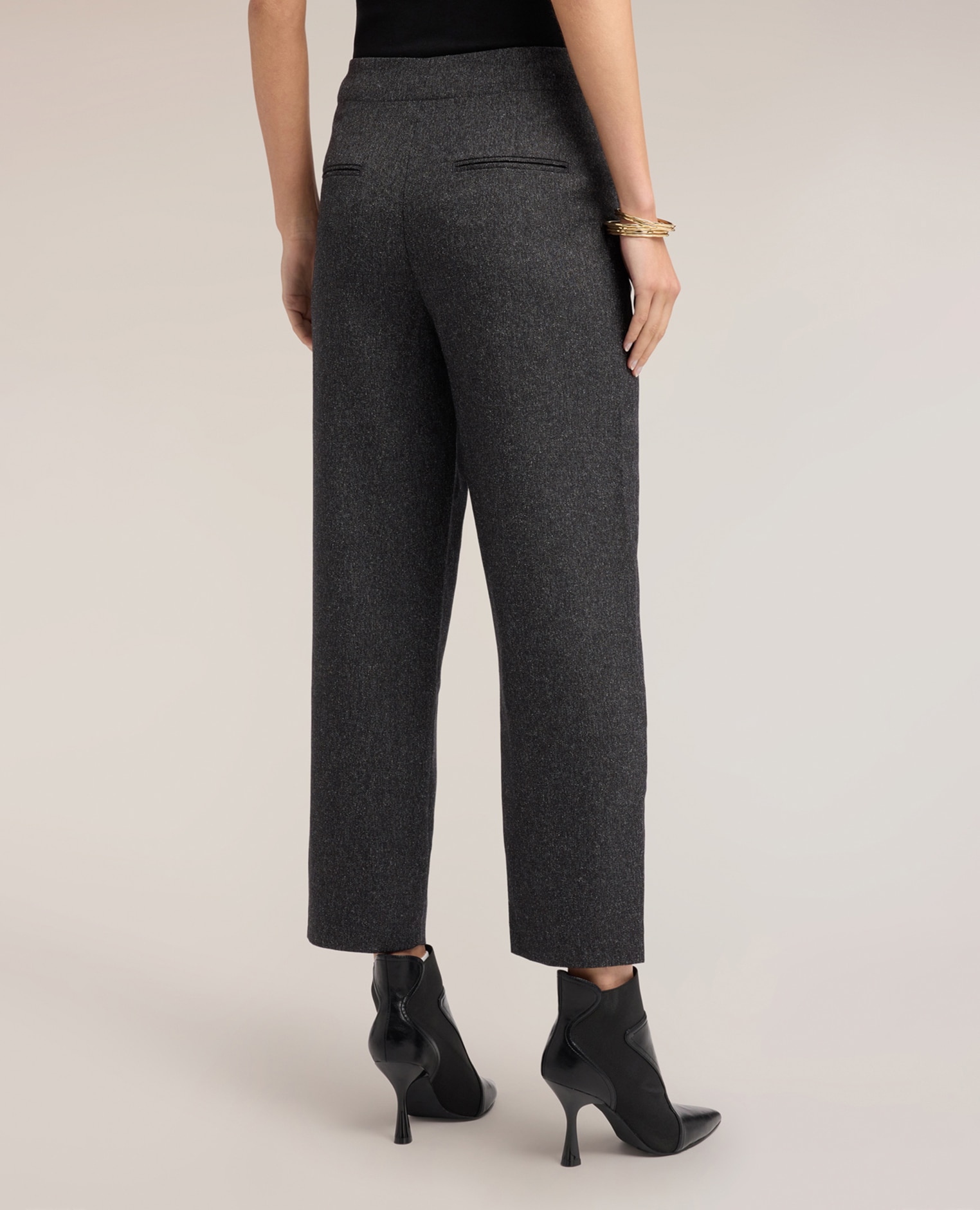 Pantalones de mujer barrel de tweed ajuste tapered cierre con corchetes y cremallera - Motivi - Gris Gris-2
