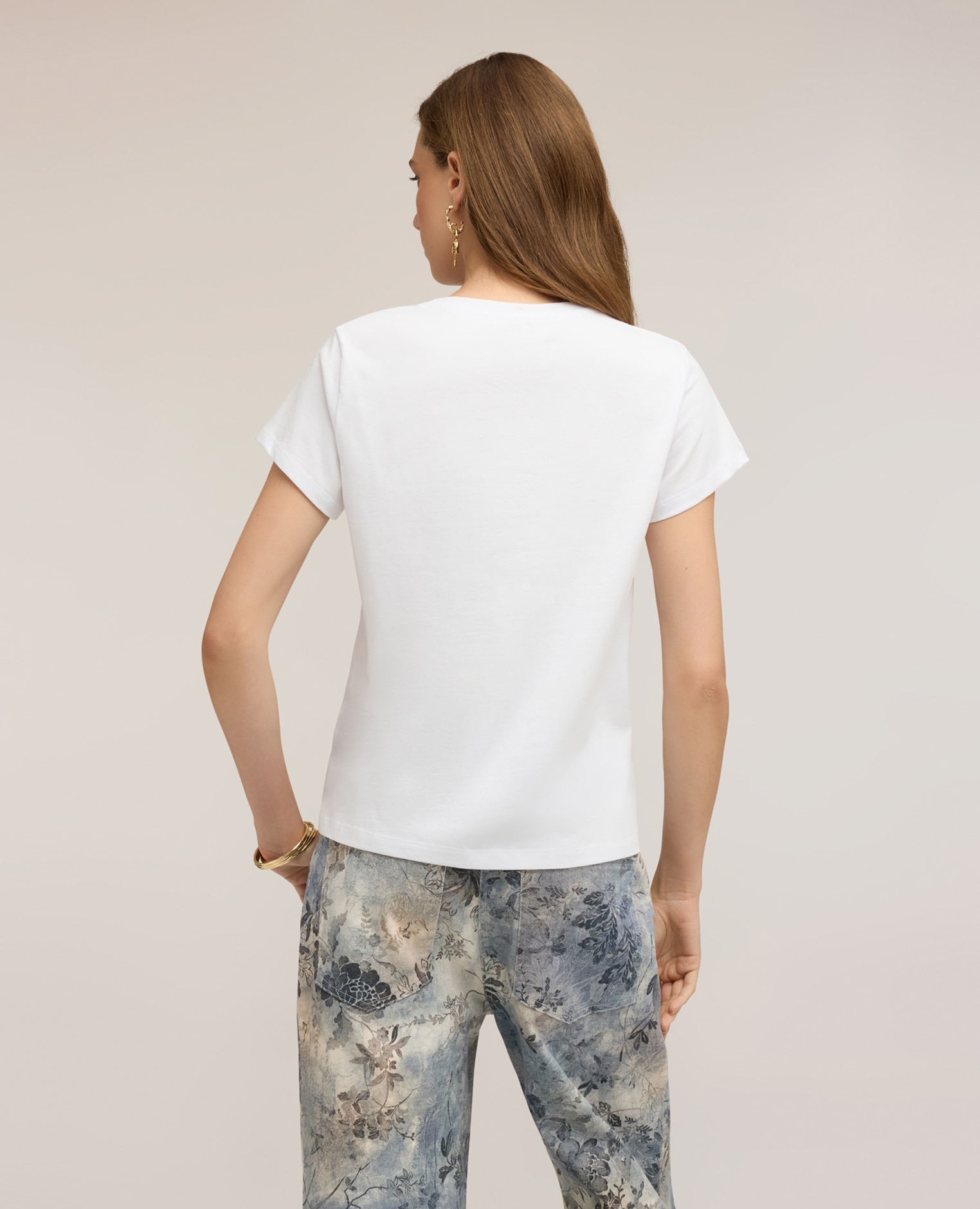 Camiseta de mujer de jersey con corazón de lentejuelas ajuste regular con escote redondo - Motivi - Blanco Blanco-2