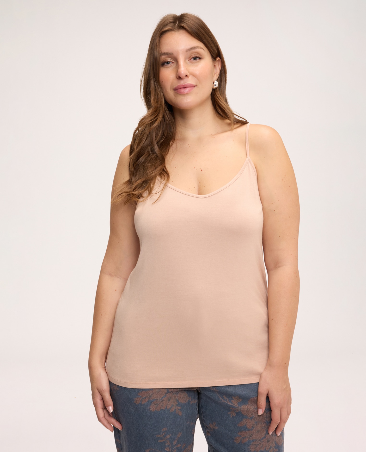 Imagen 0 de Top de mujer de punto de viscosa con escote en v en viscosa elástica Rosa