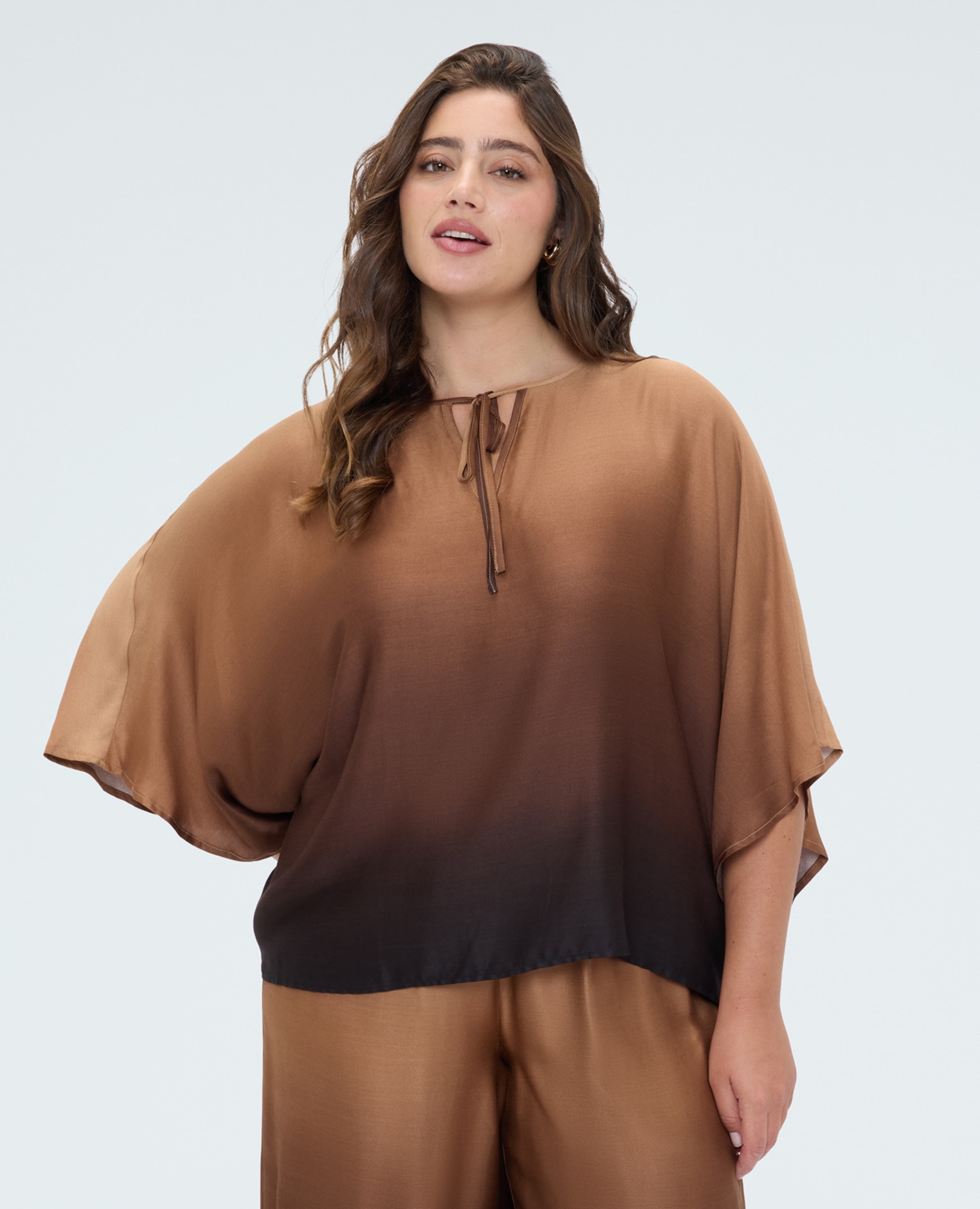 Fiorella Rubino - Blusa de mujer de raso efecto degradado efecto degradado difuminado.