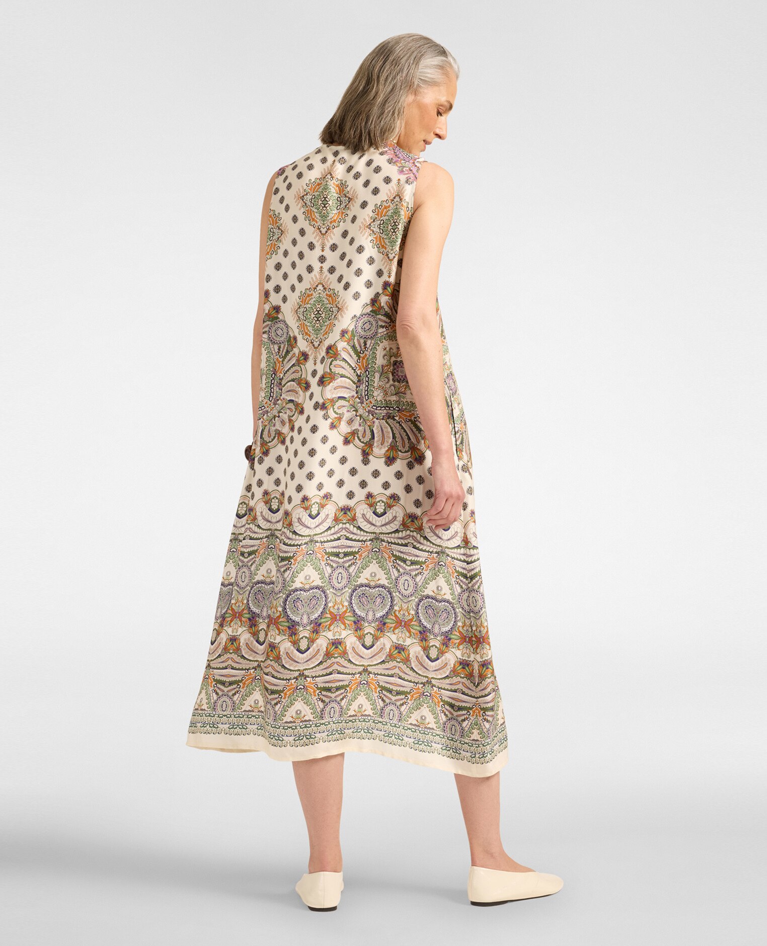 Vestido largo estampado longitud por debajo de la rodilla - Elena Miró - Beige Beige-2