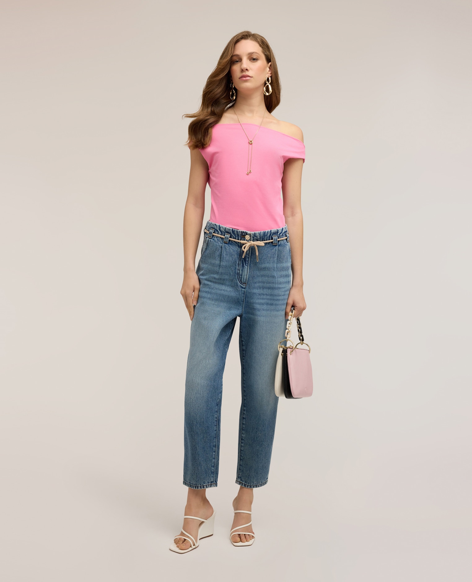 Top de mujer off-shoulders ajuste entallado - Motivi - Rosa Rosa-3