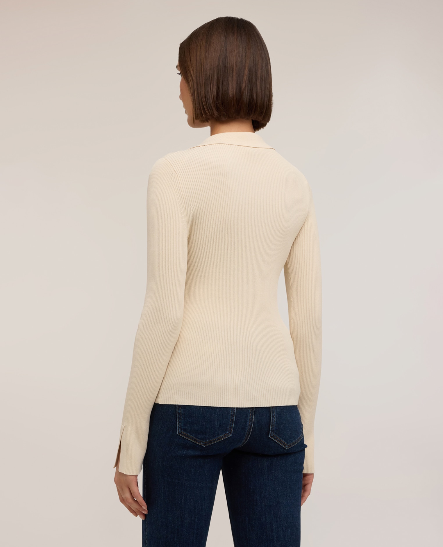 Jersey de mujer de canalé con detalle de trenza ajuste entallado largo medio - Motivi - Blanco Blanco-2