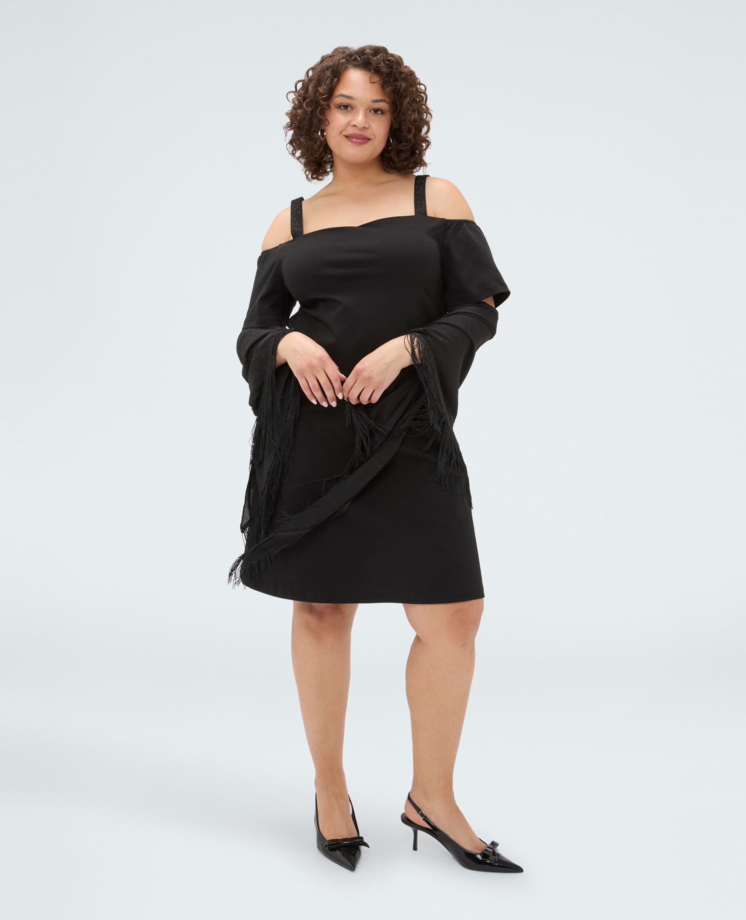 Fiorella Rubino - Vestido corto off-shoulder en punto milano tejido en punto milano para el máximo confort.