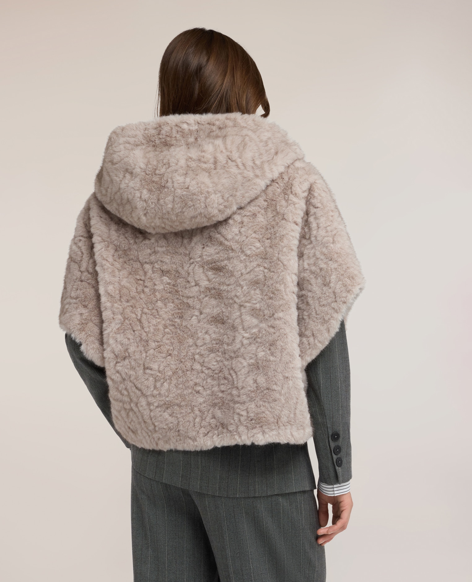 Capa de mujer con capucha ajuste oversize cierre frontal con capucha y cremallera - Motivi - Beige Beige-2