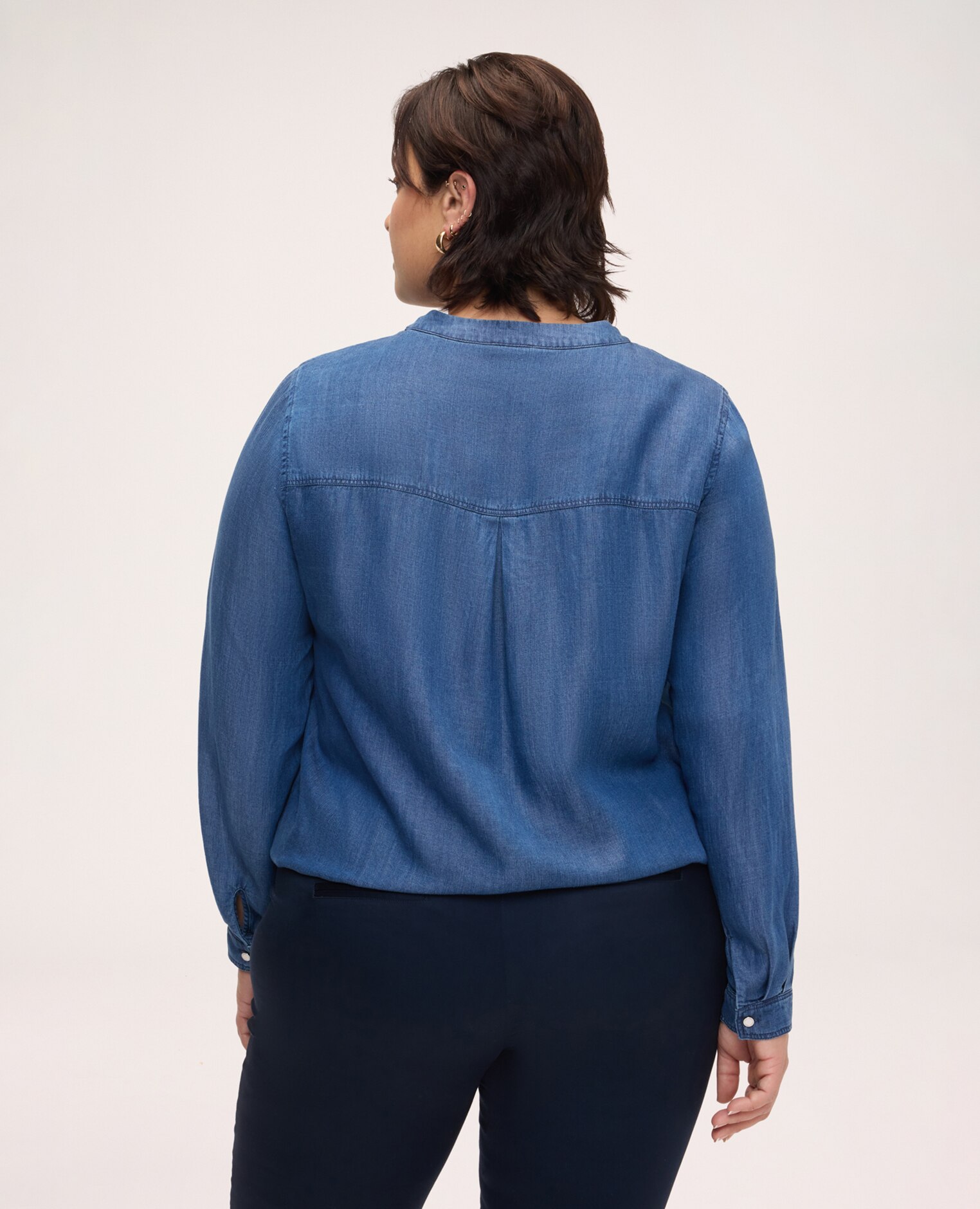 Blusa de mujer de tencel con lazo tejido fresco y ligero sobre la piel - Fiorella Rubino - Azul Azul-2